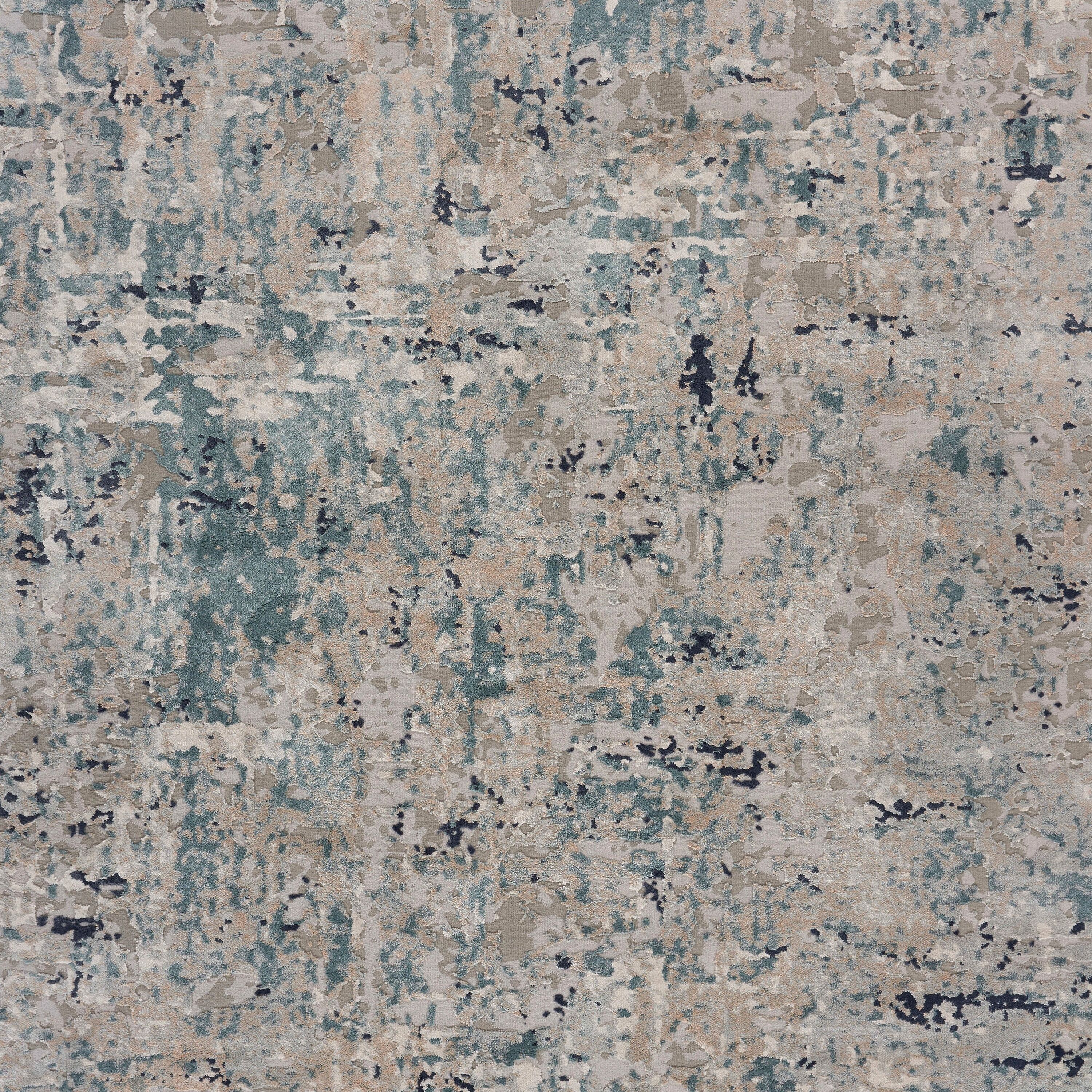 Contemporary Harbor Mist & Blue Abstract Hand-Knotted Area Rug, 5'3" x 7'6"