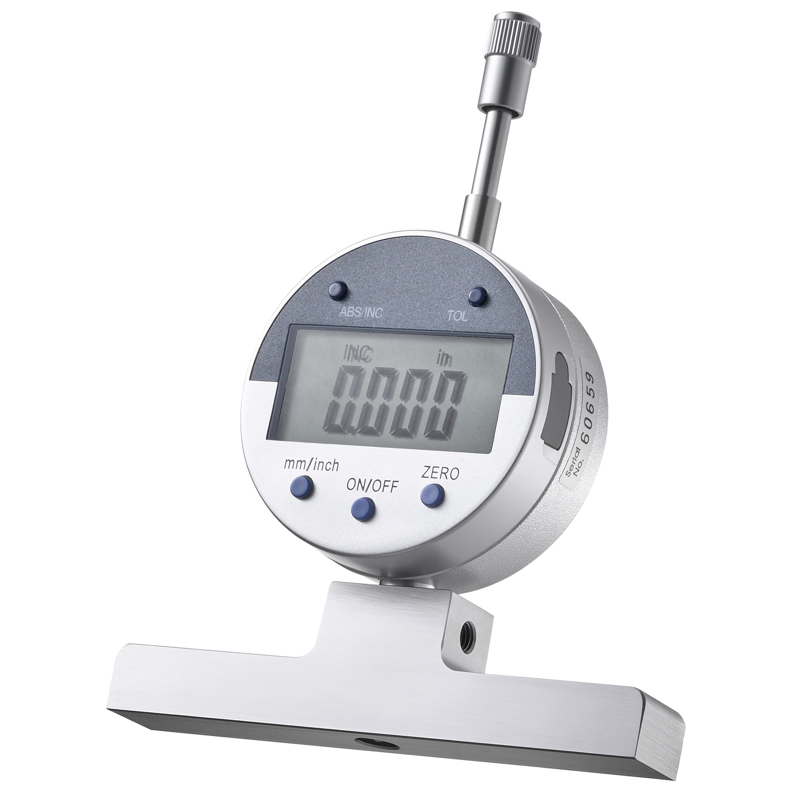 GIVIMO Digital Depth Micrometer Gauge with 0-in to 22-in Measuring Range 0.0005-in Resolution LCD Display 4 Interchangeable Anvils 6 Extension Rods Metric and Imperial Switching and Hard Carry Case for Measuring Grooves Steps and Holes in Metalworking