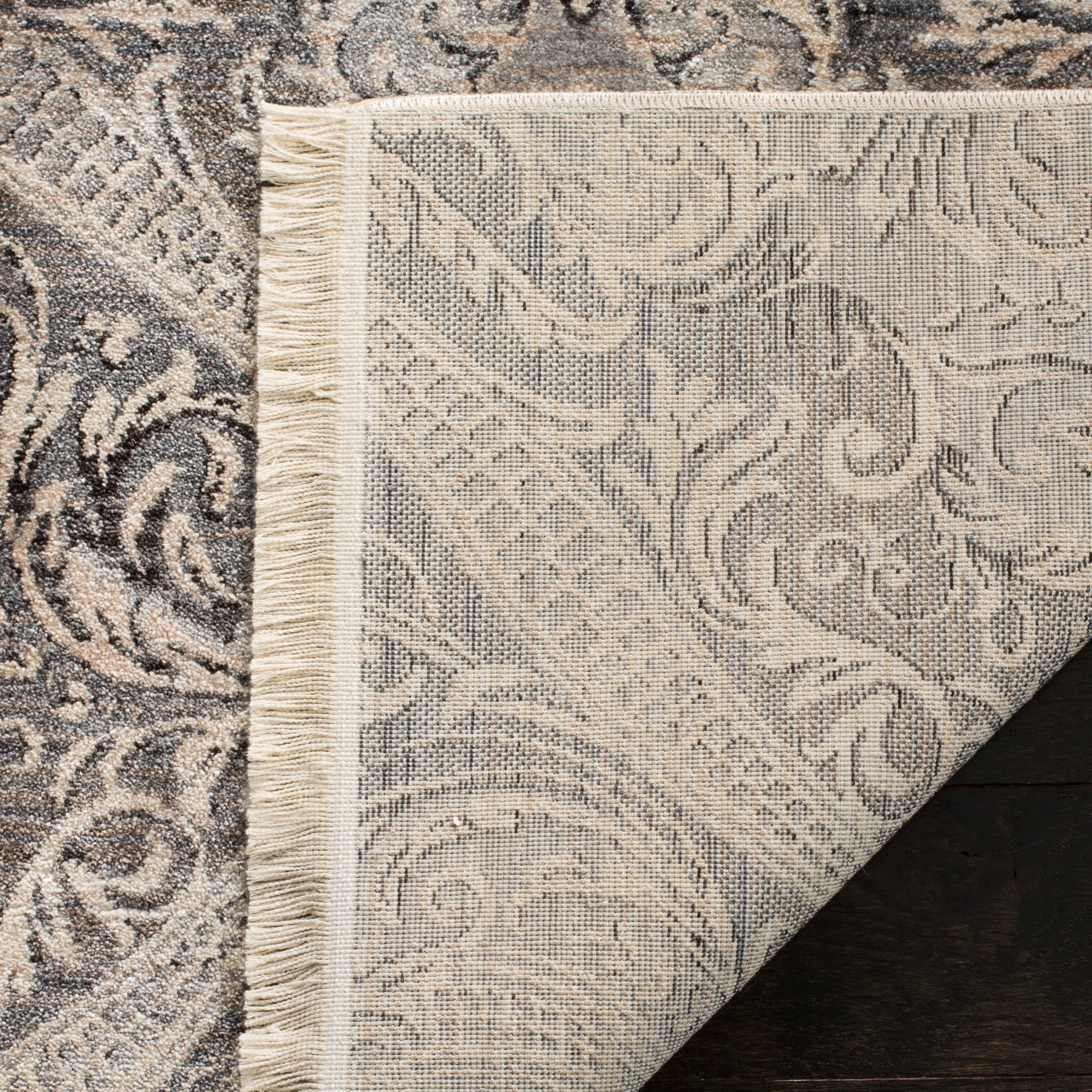 Reversible Gray Synthetic 4' x 6' Rectangular Area Rug