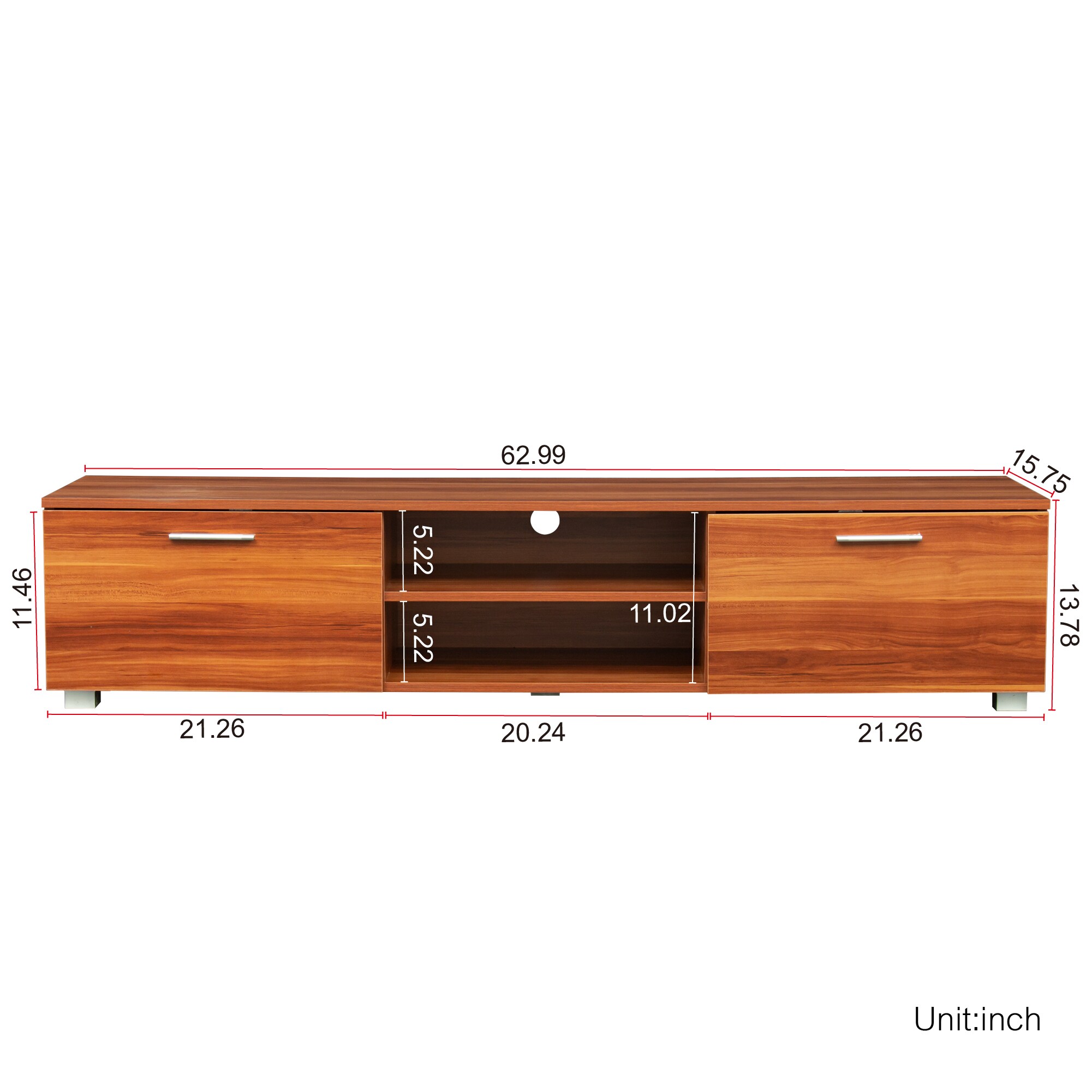 LOVMOR Walnut TV Stand for 70 Inch TV Stands Media Console ...