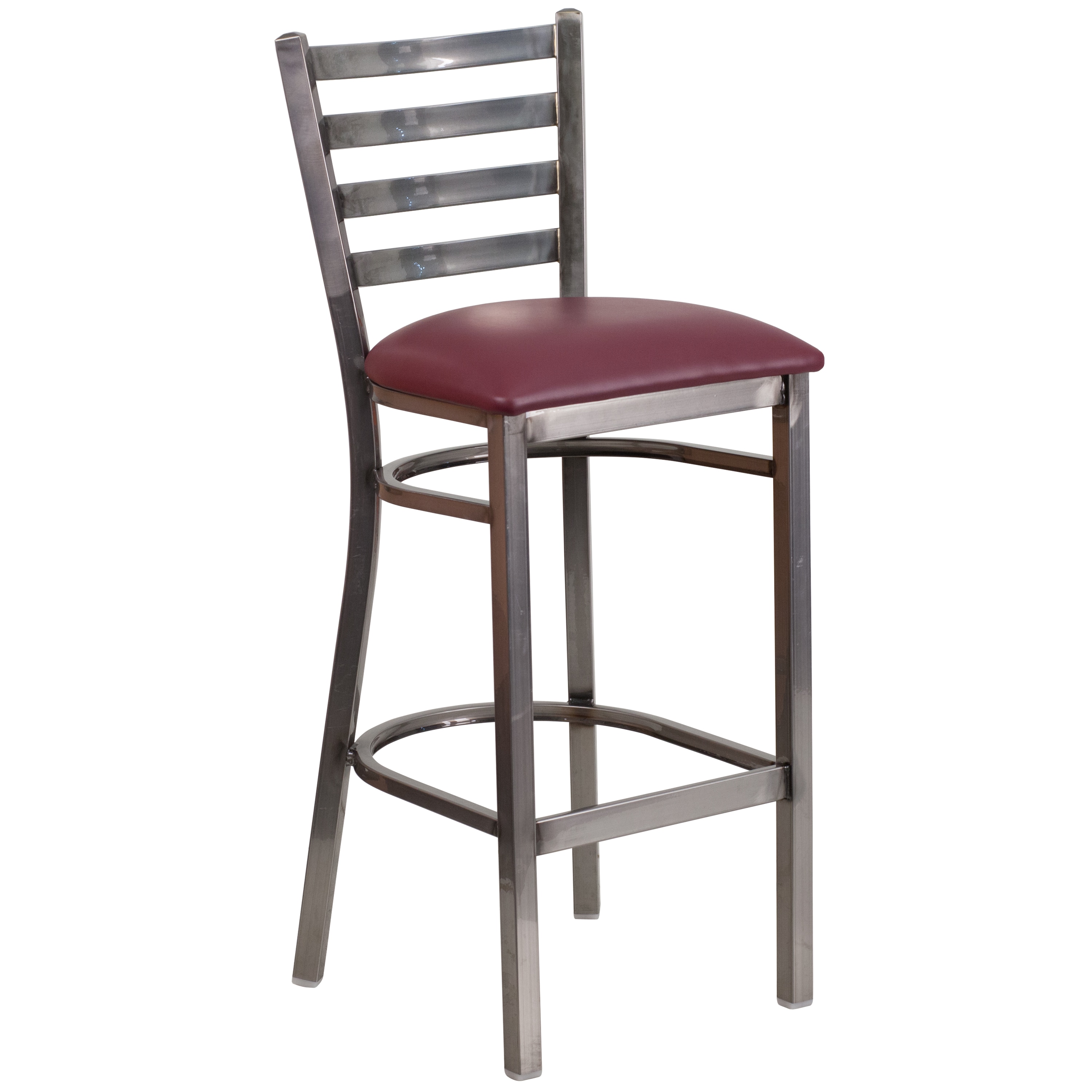 Flash Furniture Burgundy Vinyl Seatclear Coated Metal Frame 30 In H Bar Height Upholstered 