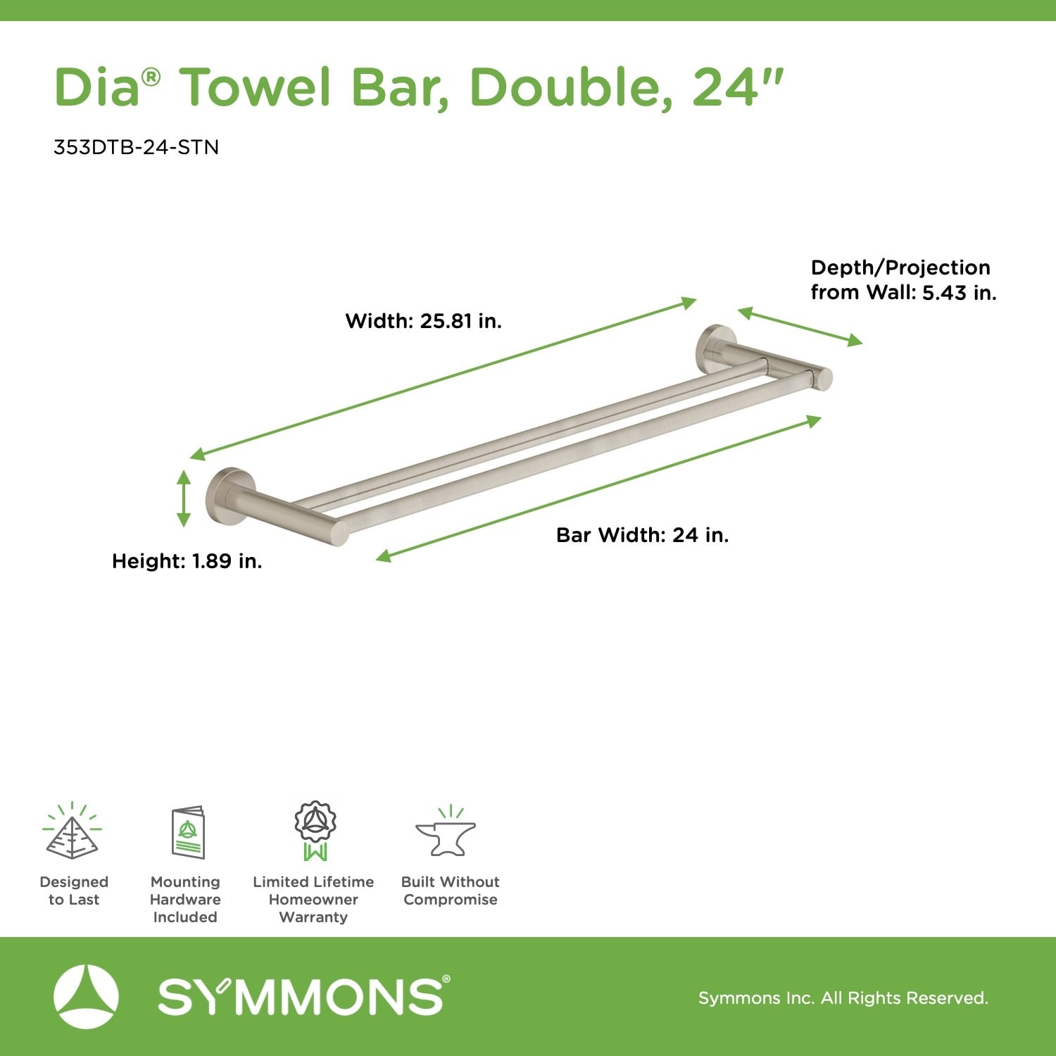 Double towel bar height hot sale