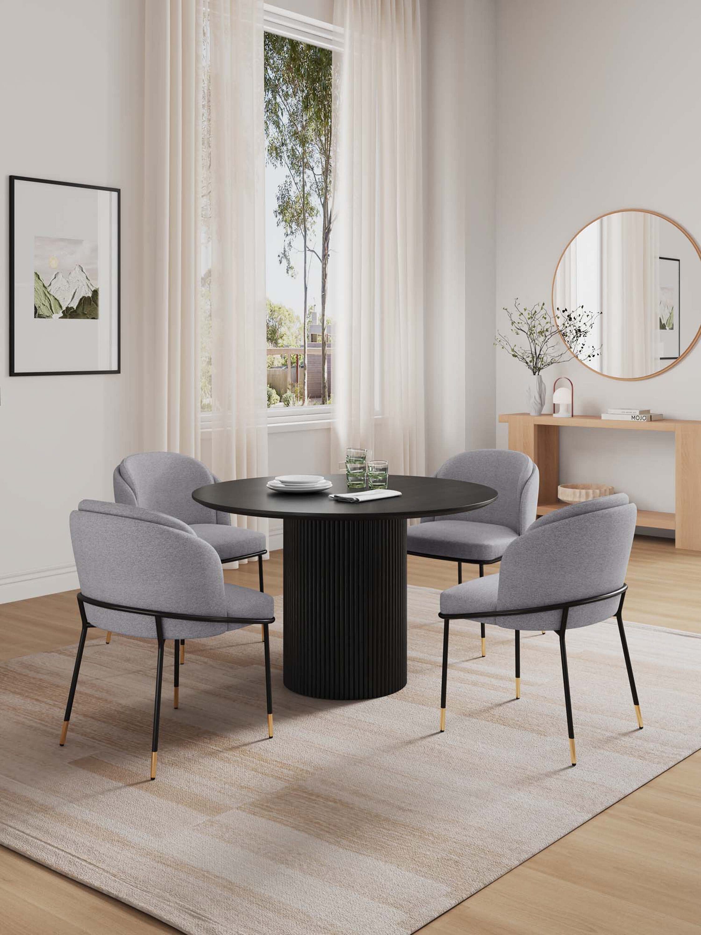 Manhattan Comfort 4-DT03DC052-GY Black and Grey Contemporary/Modern Dining Room Set with Round Table ( Seats 4 )