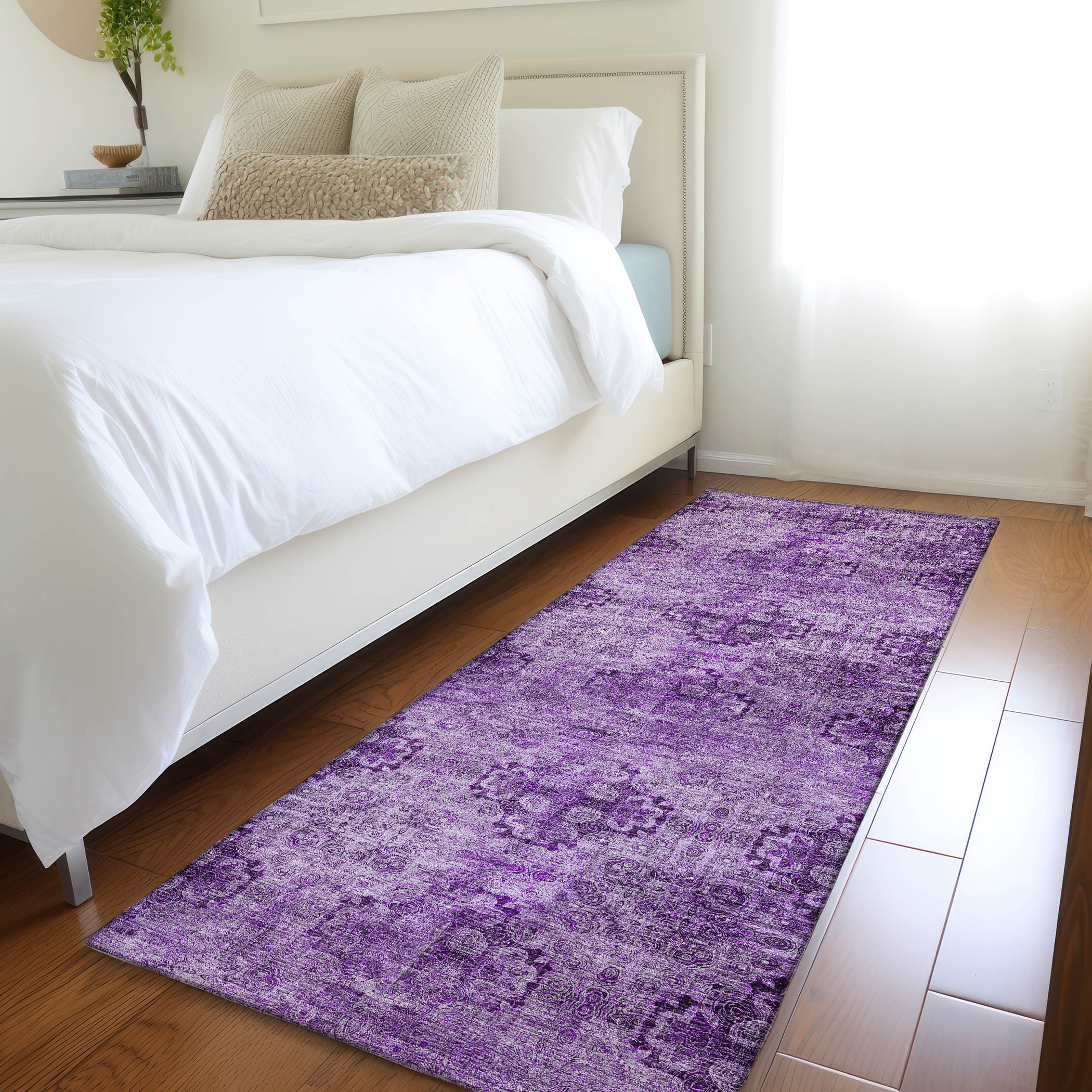Addison Rugs ACN557EG2X8 Chantille ACN557EG 2 x 7 (ft) Polyester Eggplant Rectangular Indoor/Outdoor Floral/Botanical Machine washable Area rug