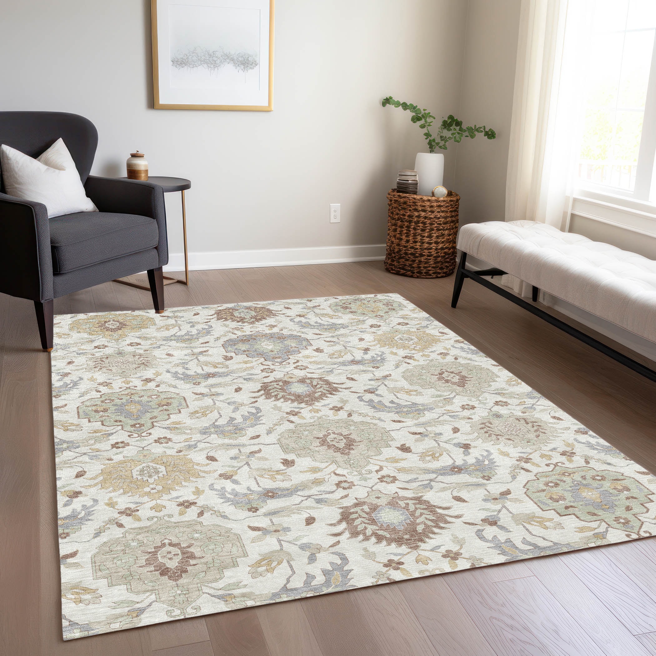 Addison Rugs ACN1026IV8X10 Chantille ACN1026IV 8 x 10 (ft) Polyester Ivory Rectangular Indoor/Outdoor Geometric Machine washable Area rug