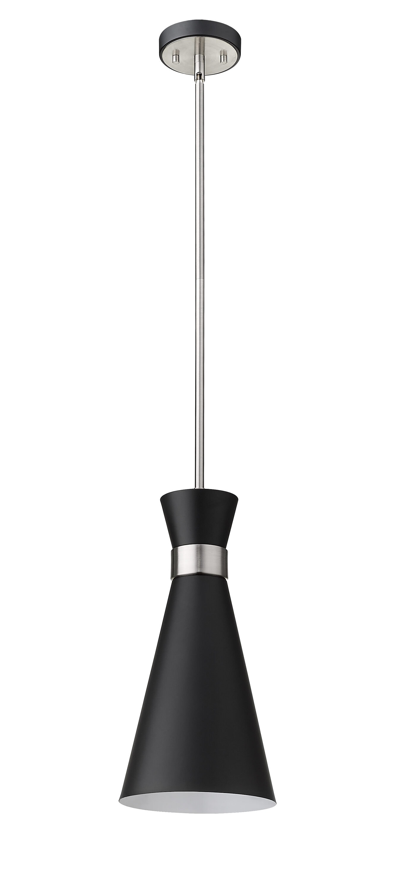 Soriano Matte Black and Brushed Nickel Hourglass Pendant Light