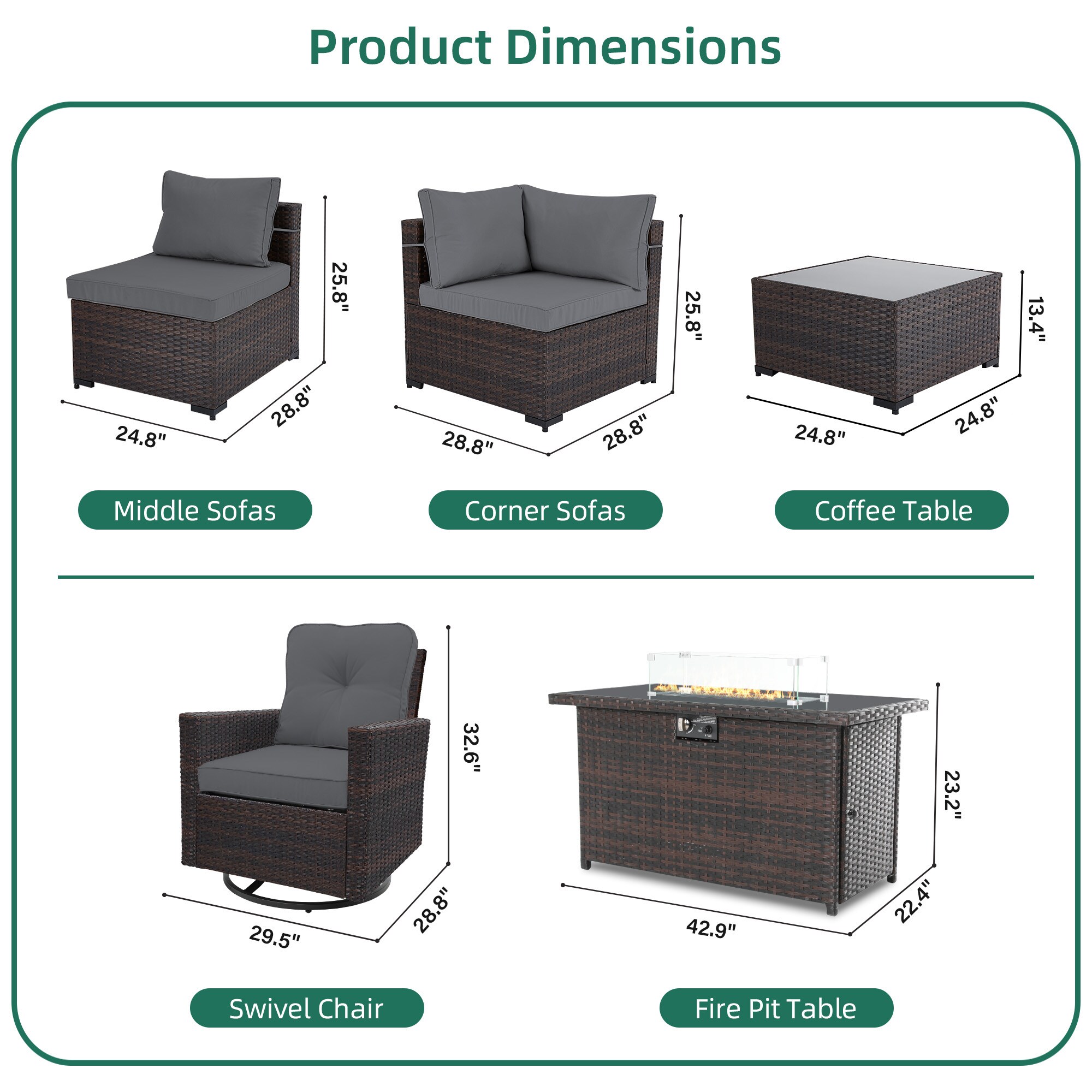 UPHA TBBR-ABC43Y11-DGAY Patio-Conversation-Sets - View #3