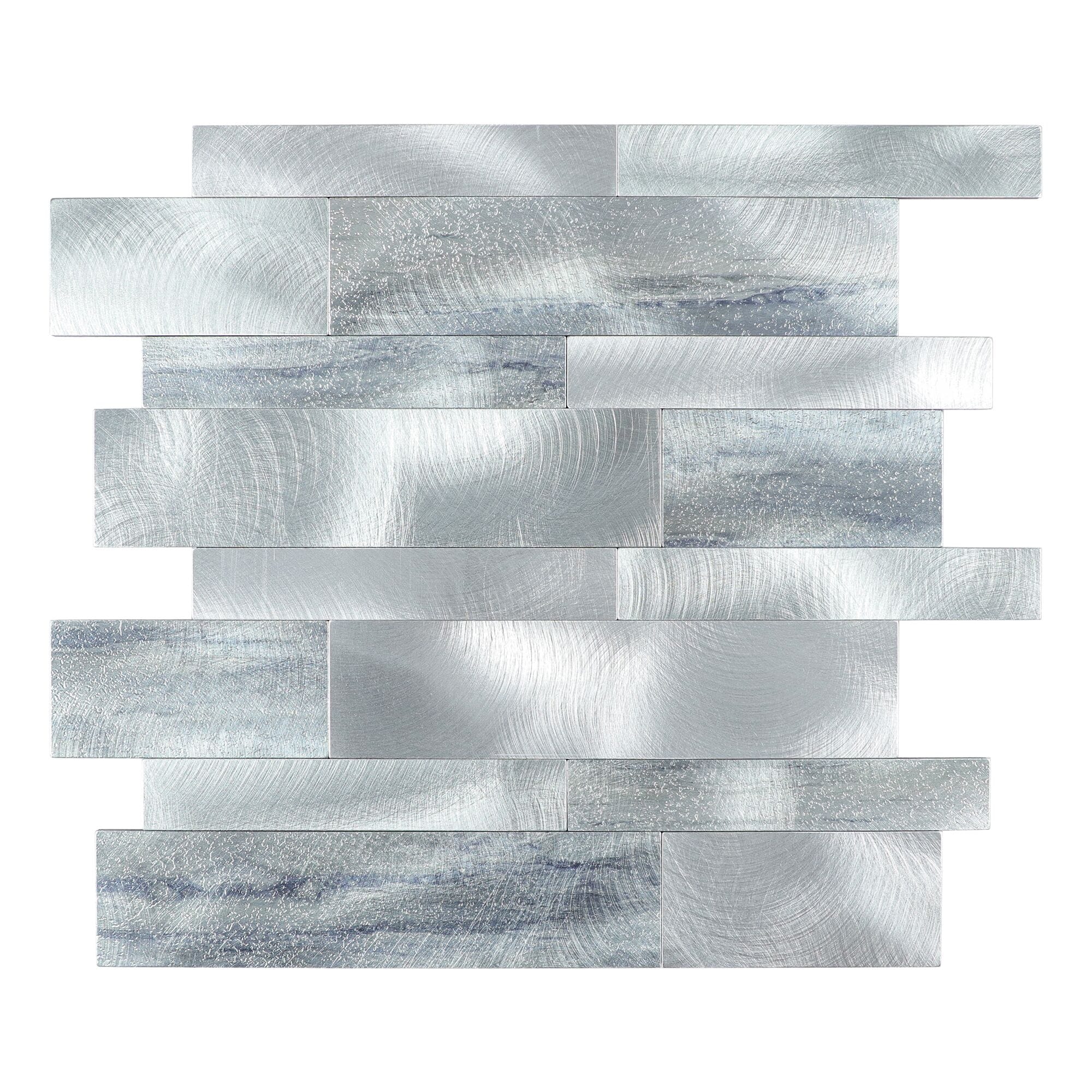 LuxySplash LS0801 Lola Premium 12-in x 12-in Multi-finish Metal Patterned Mosaic Wall Tile (2.85-sq. ft/ Carton)