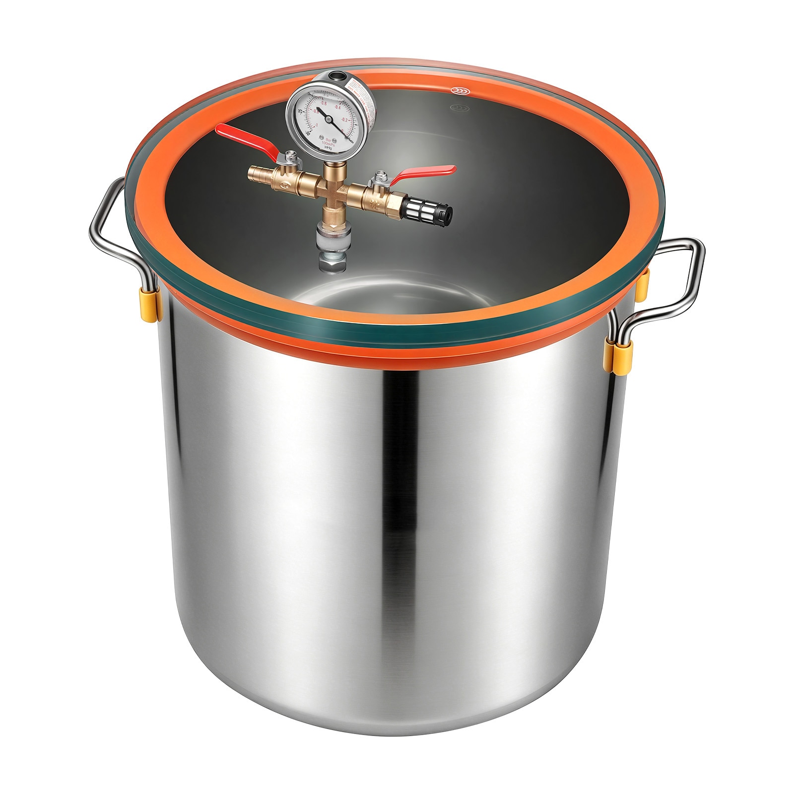 VEVOR - 9 Gallon Vacuum Chamber Stainless Steel Vacuum Degassing Chamber with Tempered Glass Lid ...
