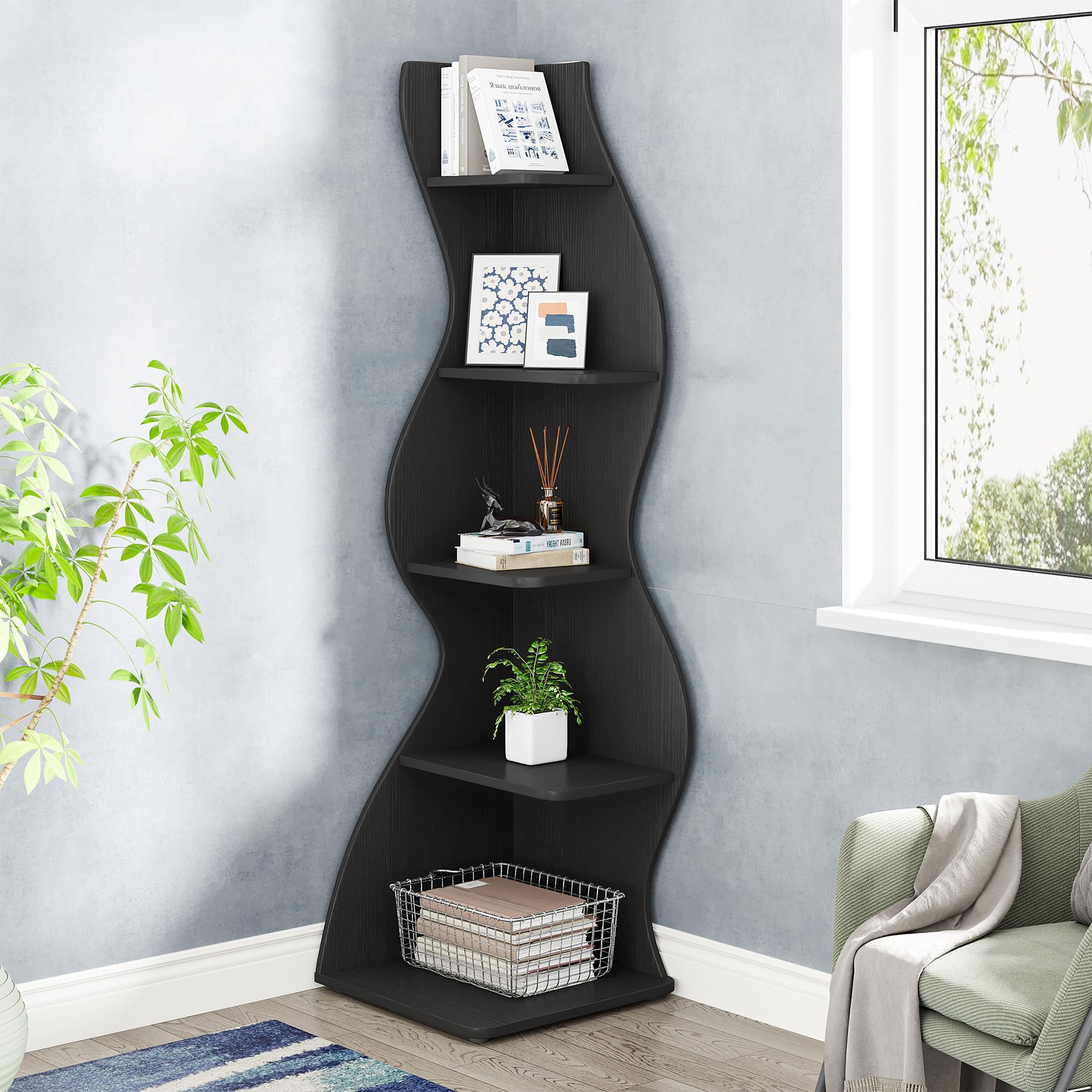 Tribesigns HOGA-C0847 White Metal 4 -Shelf Bookcase ( 23.62-in W x 70.86-in H x 11.81-in D ) Finished