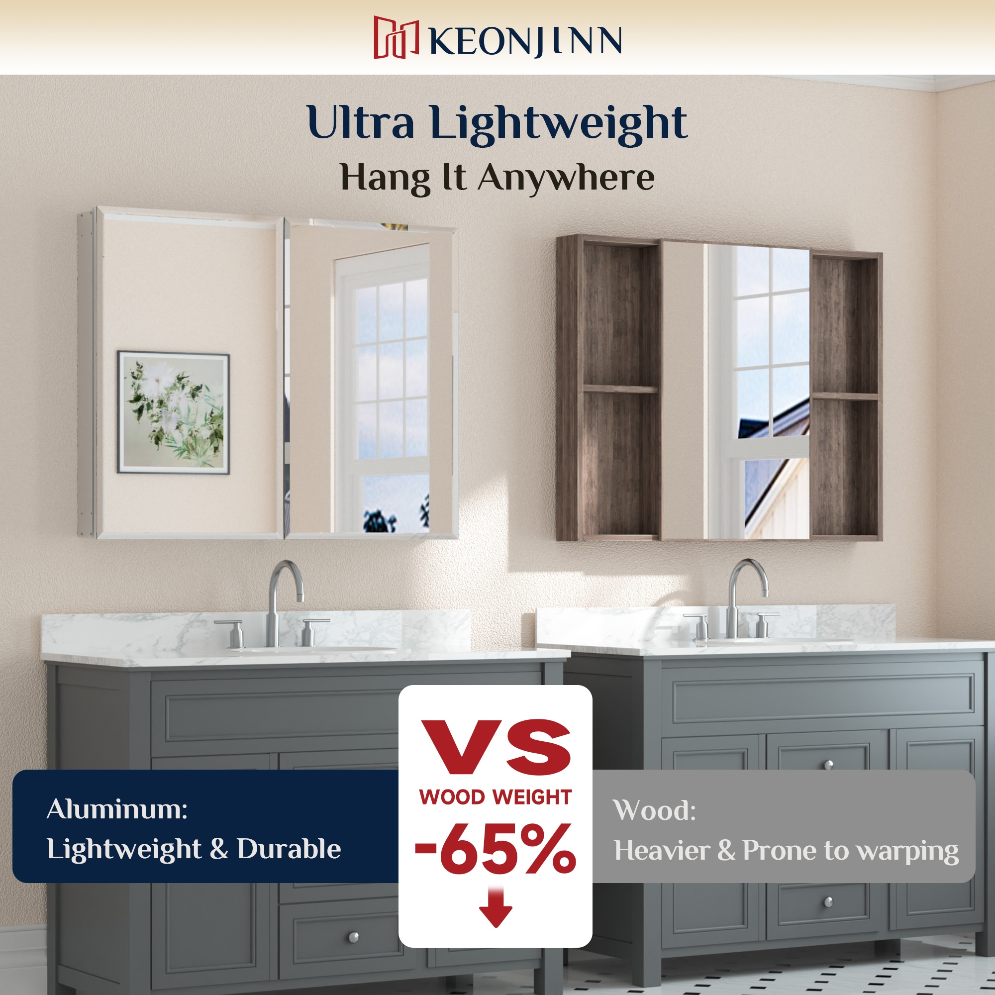 Keonjinn LW-JG-FJXP-4161-SI Bathroom-Medicine-Cabinets - View #14