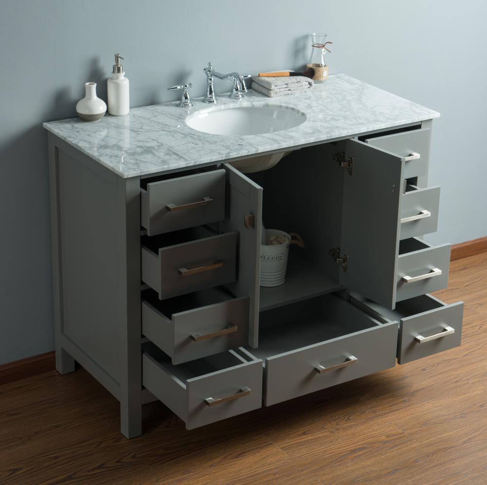 Stufurhome 48-in Gray Undermount Single Sink Bathroom Vanity with ...