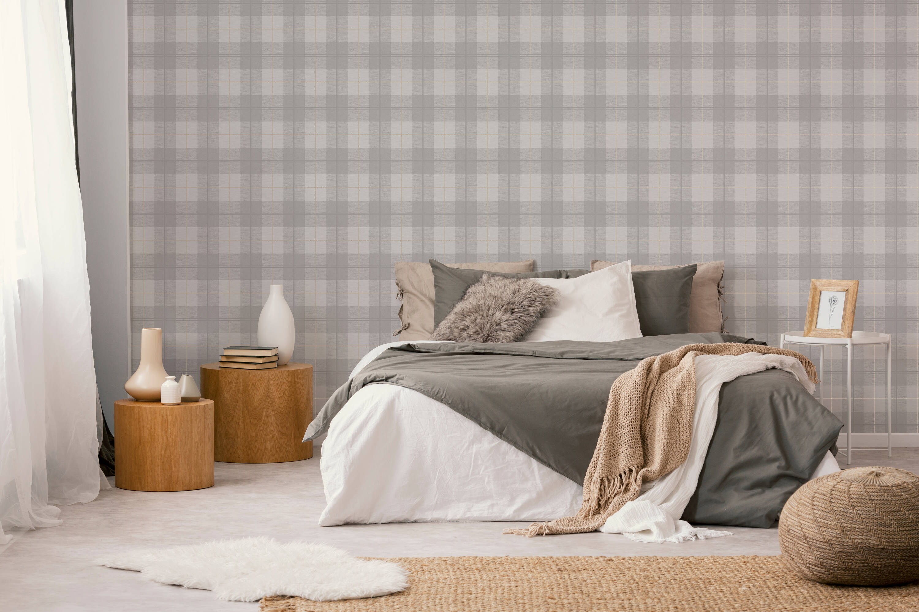 Superfresco Easy Prestige 56-sq Ft Grey Vinyl Textured Plaid Unpasted ...