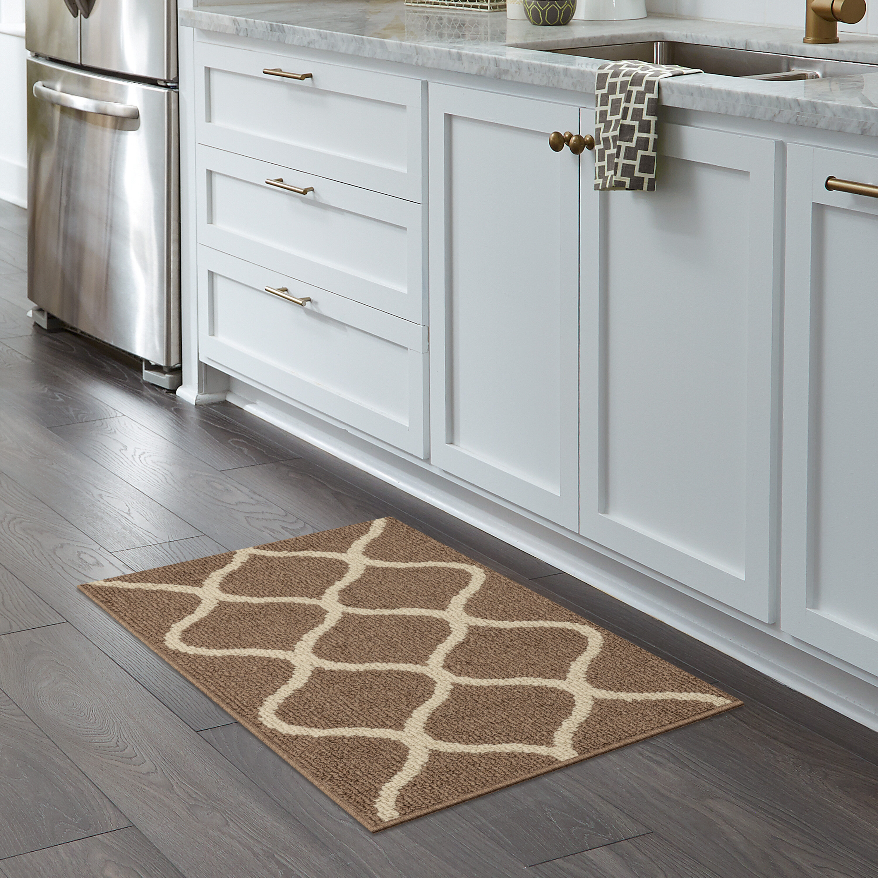 Maples Rugs B5903404 2 x 3 (ft) Tufted Polyester Beige Rectangular Indoor Geometric Global Machine washable Throw rug