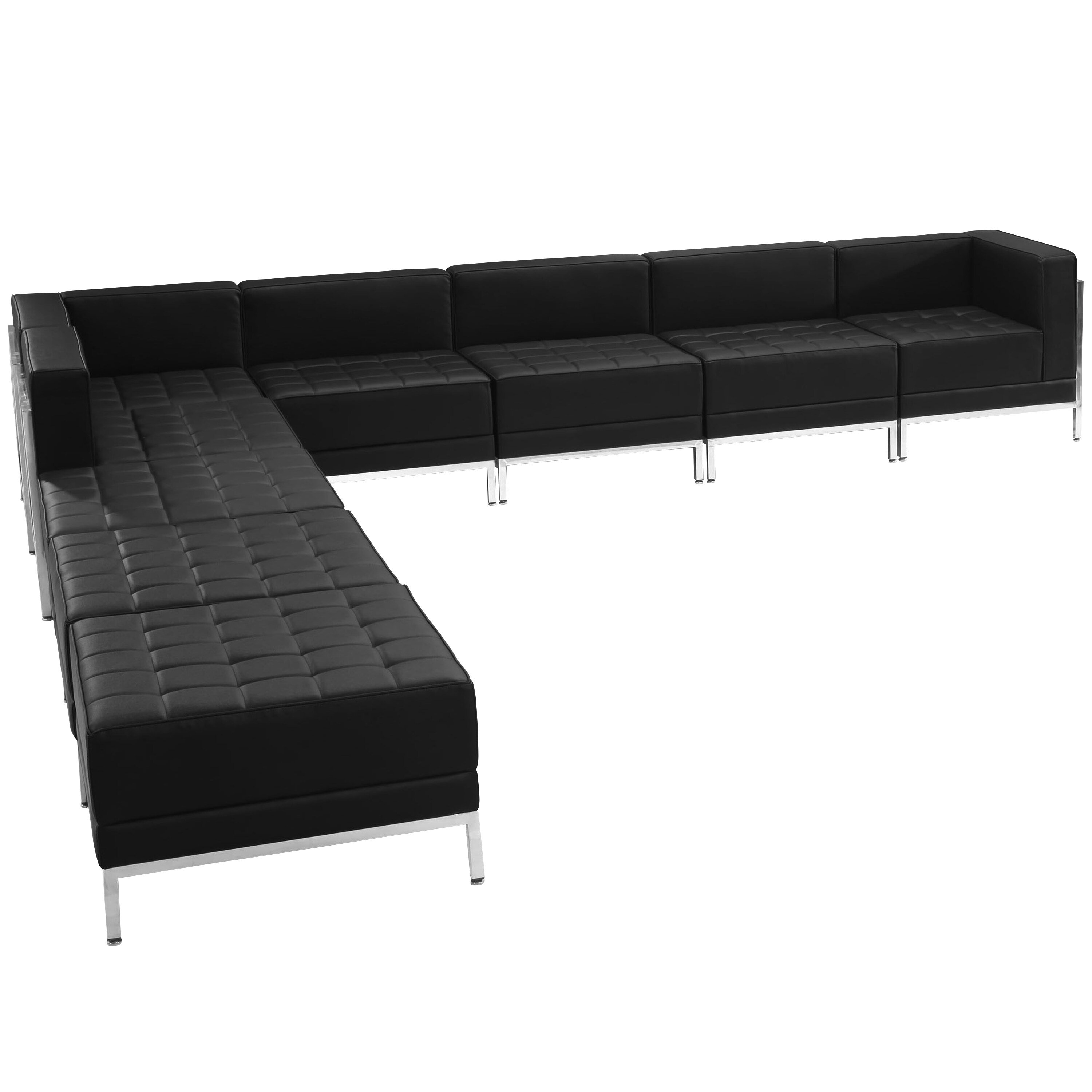 Flash Furniture Imagination Modern Faux Leather Black Living Room Set ...