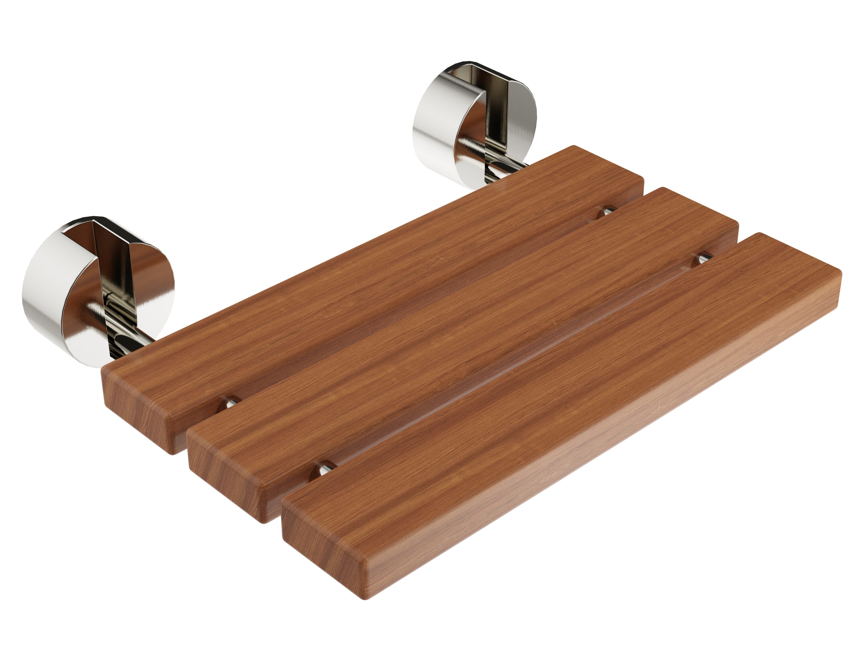 SteamSpa Chrome Teak Wall mount Shower seat 17-in - 19-in H x 20.07-in W ( ADA Compliant )