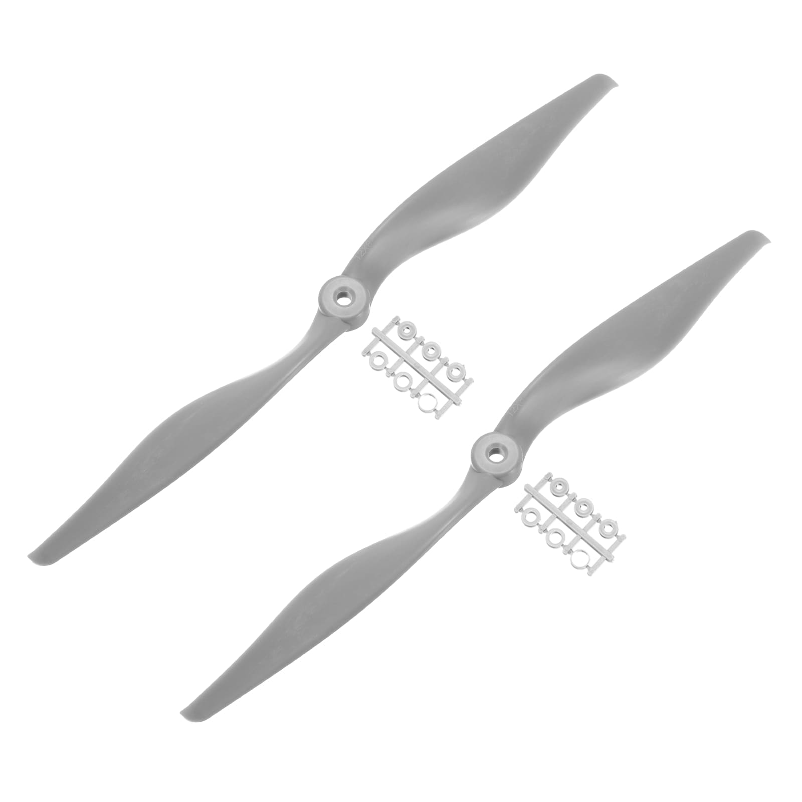 Unique Bargains 2pcs 12x8inch Propeller RC Propellers 2-Vane Blades Props Gray with Adapter Rings for RC Airplane Aircraft Prop Replacement