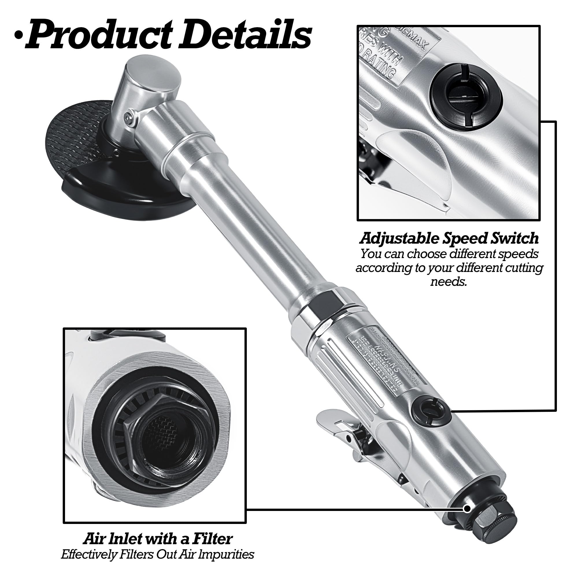 Mikiotto 3 Inch Pneumatic Cut Off Tool 18000RPM Air Grinder Extended ...