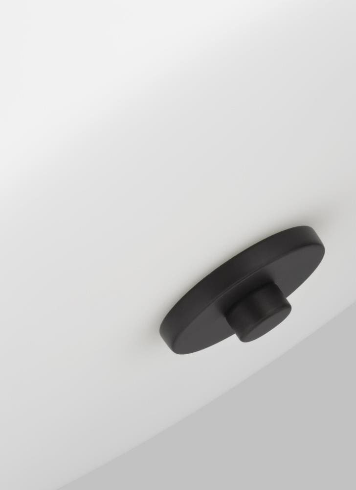 Kemal Midnight Black 3-Light Semi-Flush Ceiling Light with Etched White Glass