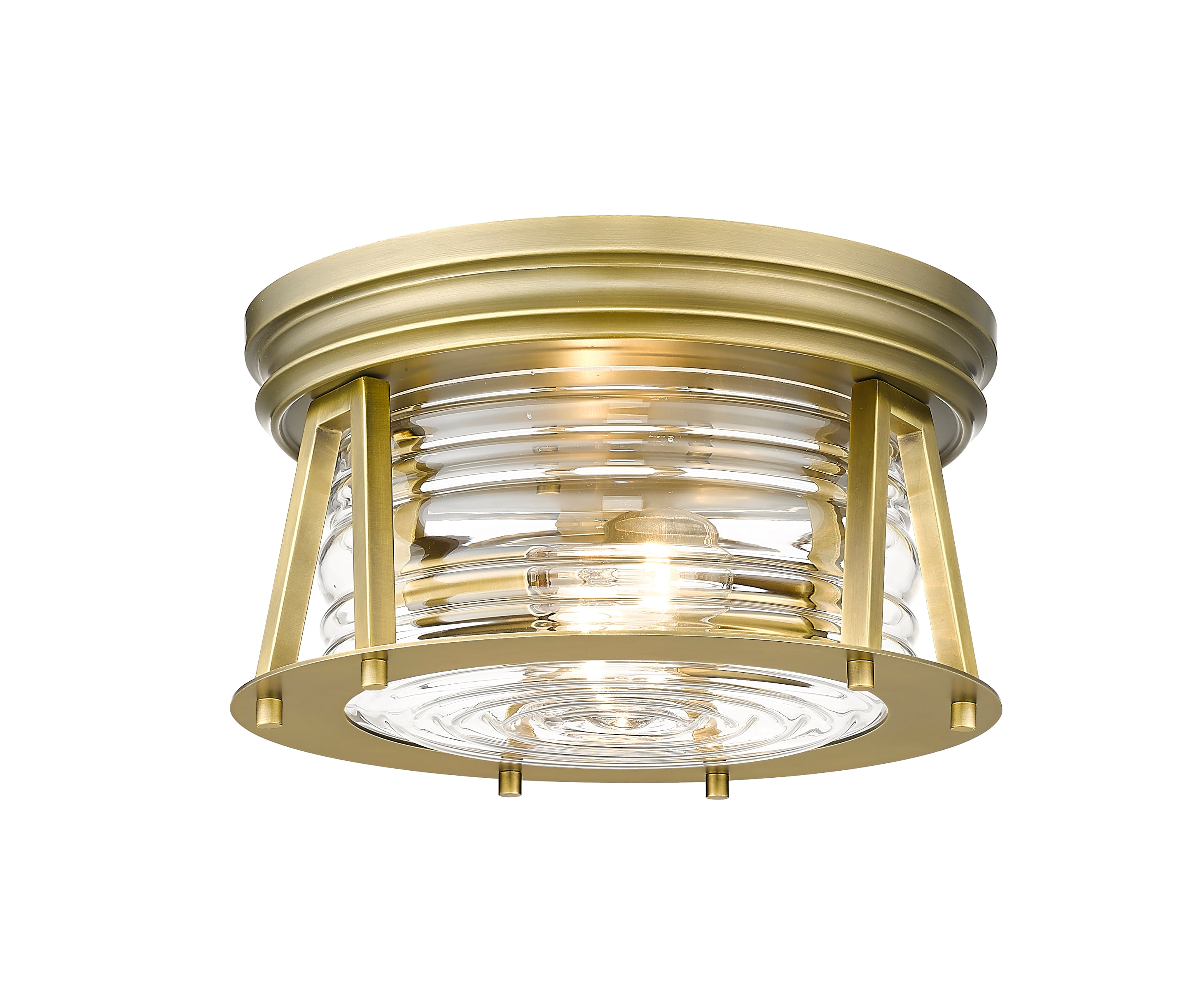 Cape Harbor Rubbed Brass and Glass 12" LED Flush Mount