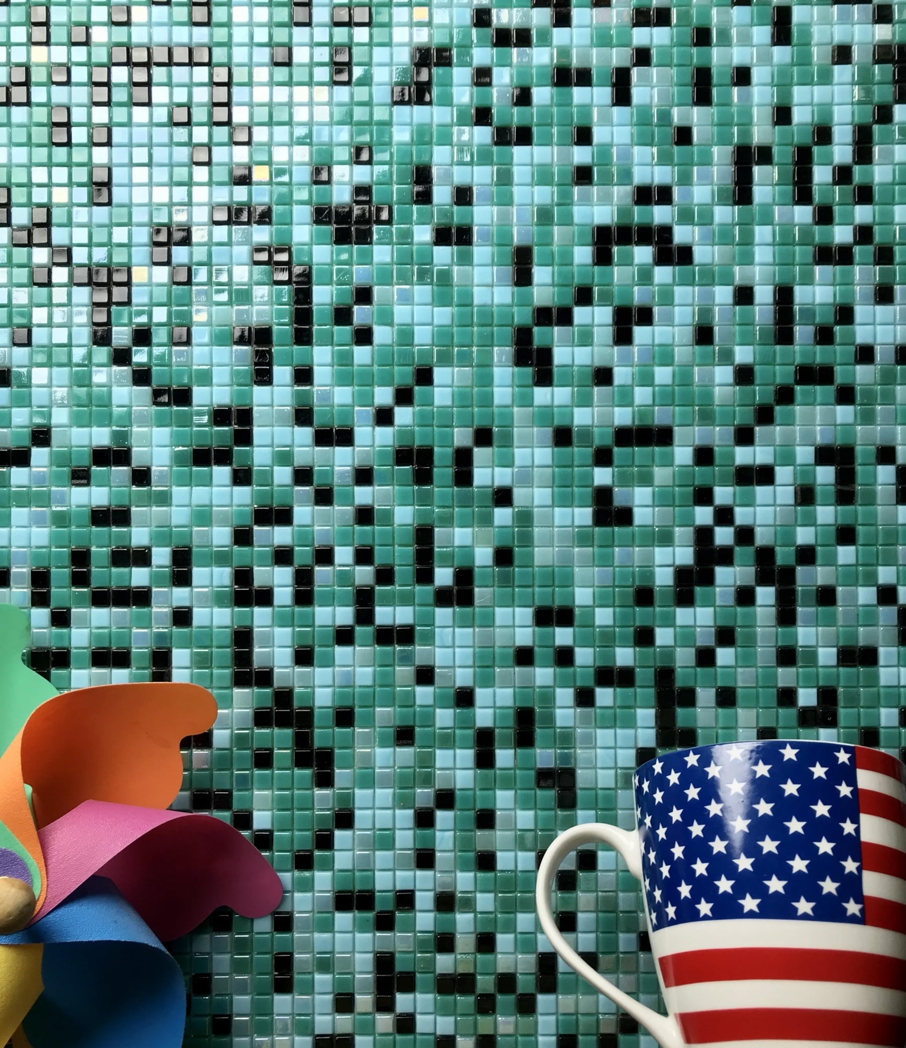 Galaxy 12" x 12" Iridescent Blue Glass Mosaic Tile