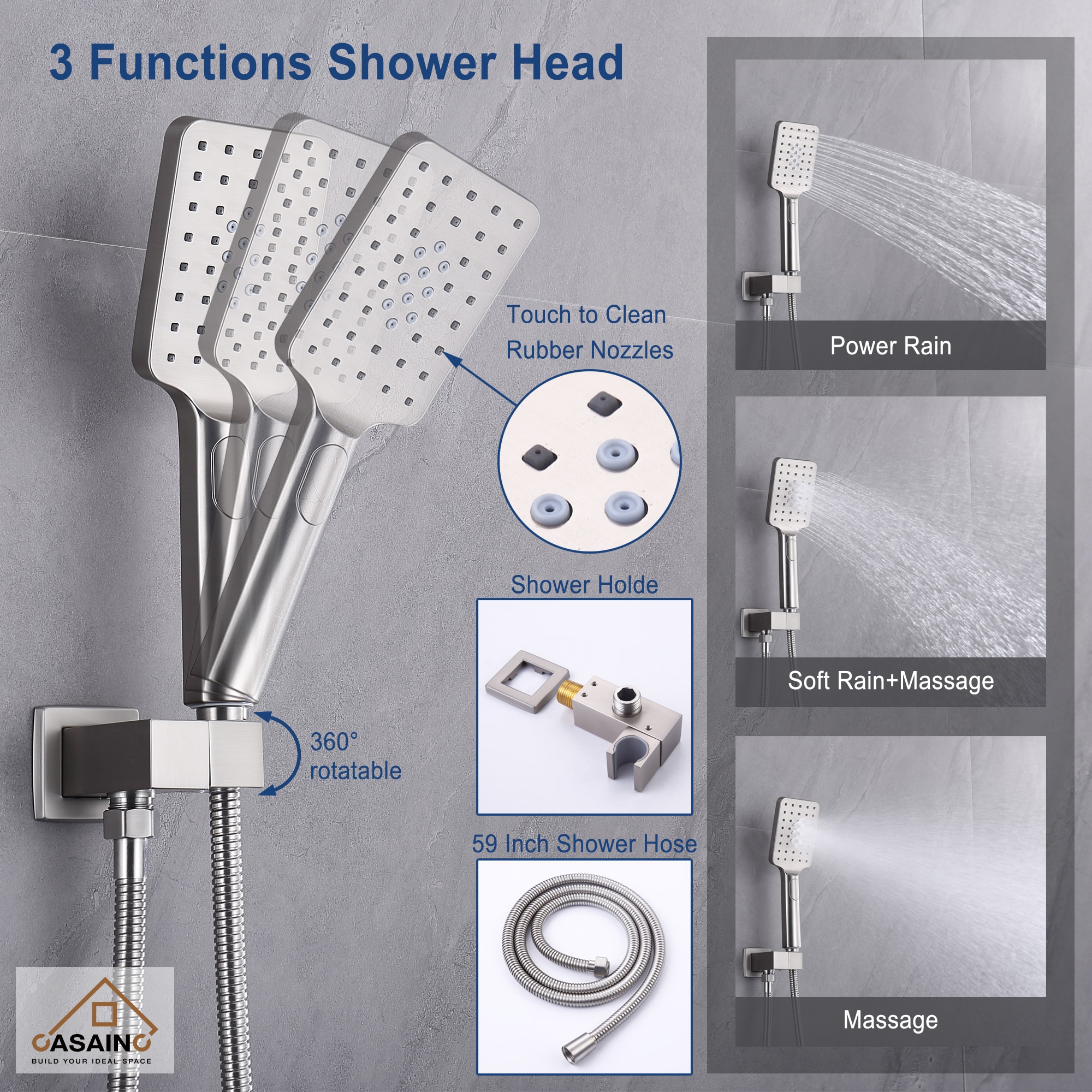 CASAINC WF-W98102BN-12 Showerhead-Bar-Panels - View #9