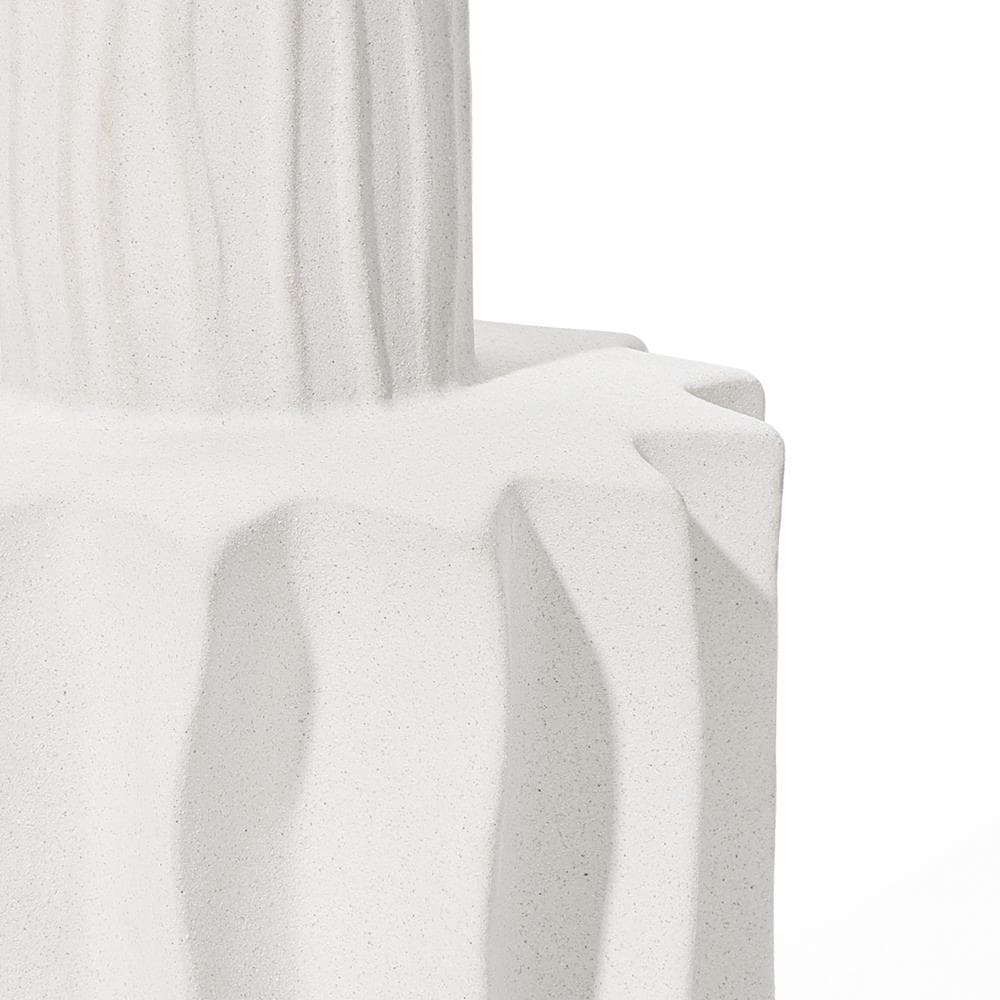 White Ceramic Fluted Decorative Table Vase 11.8"