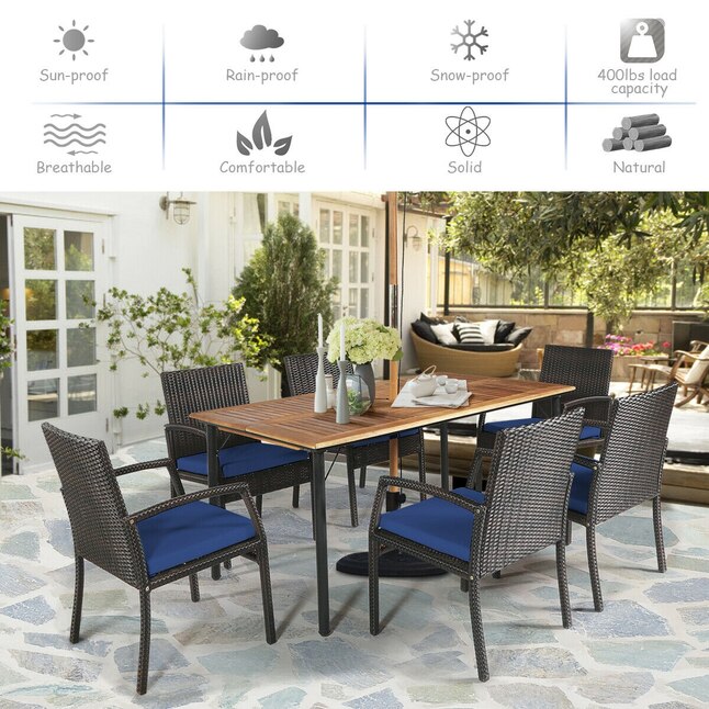 Brown Rattan Dining Patio Set, Dining Chairs That Can Hold 400 Lbs