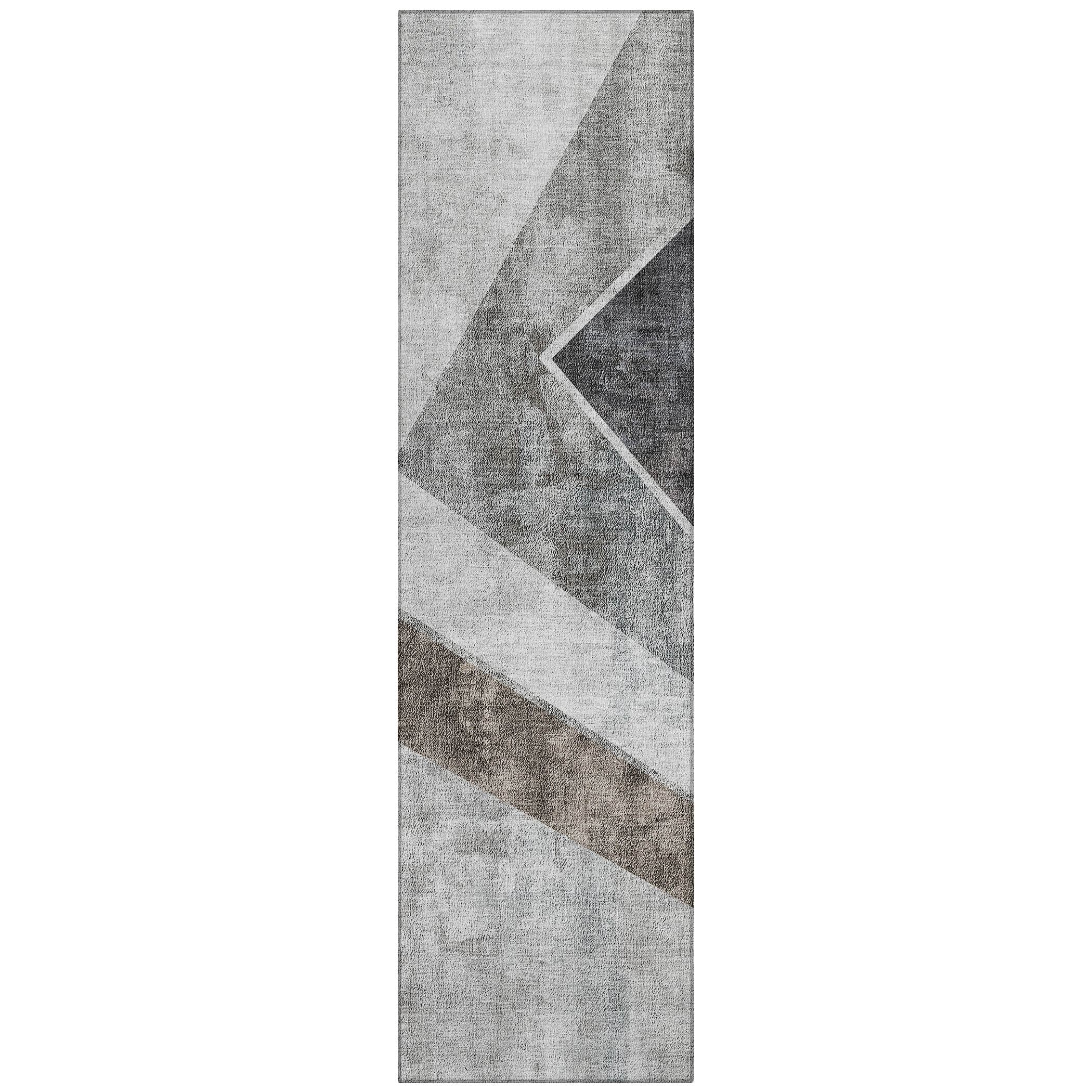 Addison Rugs ACN671GY2X8 Chantille ACN671GY 2 x 7 (ft) Polyester Gray Rectangular Indoor/Outdoor Geometric Machine washable Runner rug