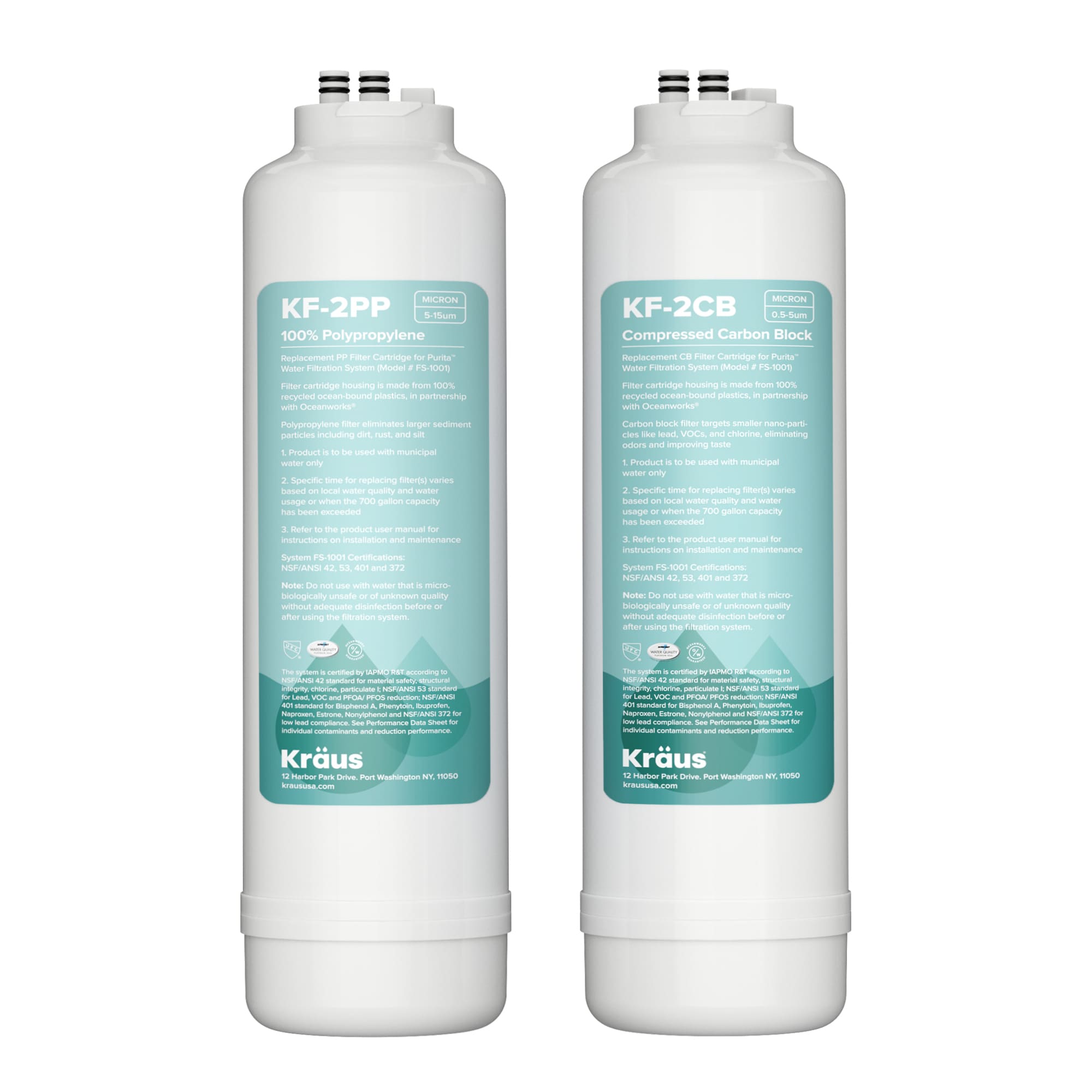 Kraus FC-101 Purita Carbon block Under sink Replacement Filter 2 -Pack