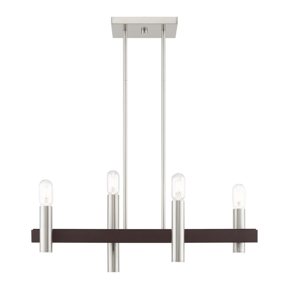 Livex Lighting 46864-91 Helsinki 4 -Light Brushed Nickel Mid-century For Use in Bathrooms, Bedrooms, Dining Rooms, Foyers, Kitchens, Living Rooms Chandelier