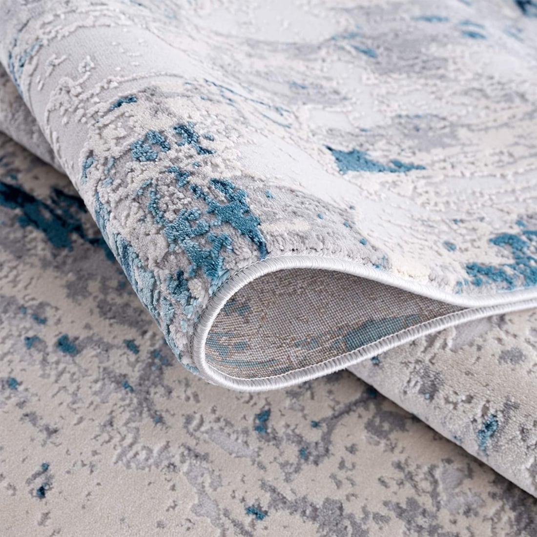 HomeRoots 4000390490 2 x 8 (ft) Polypropylene Blue Rectangular Indoor Abstract Runner rug
