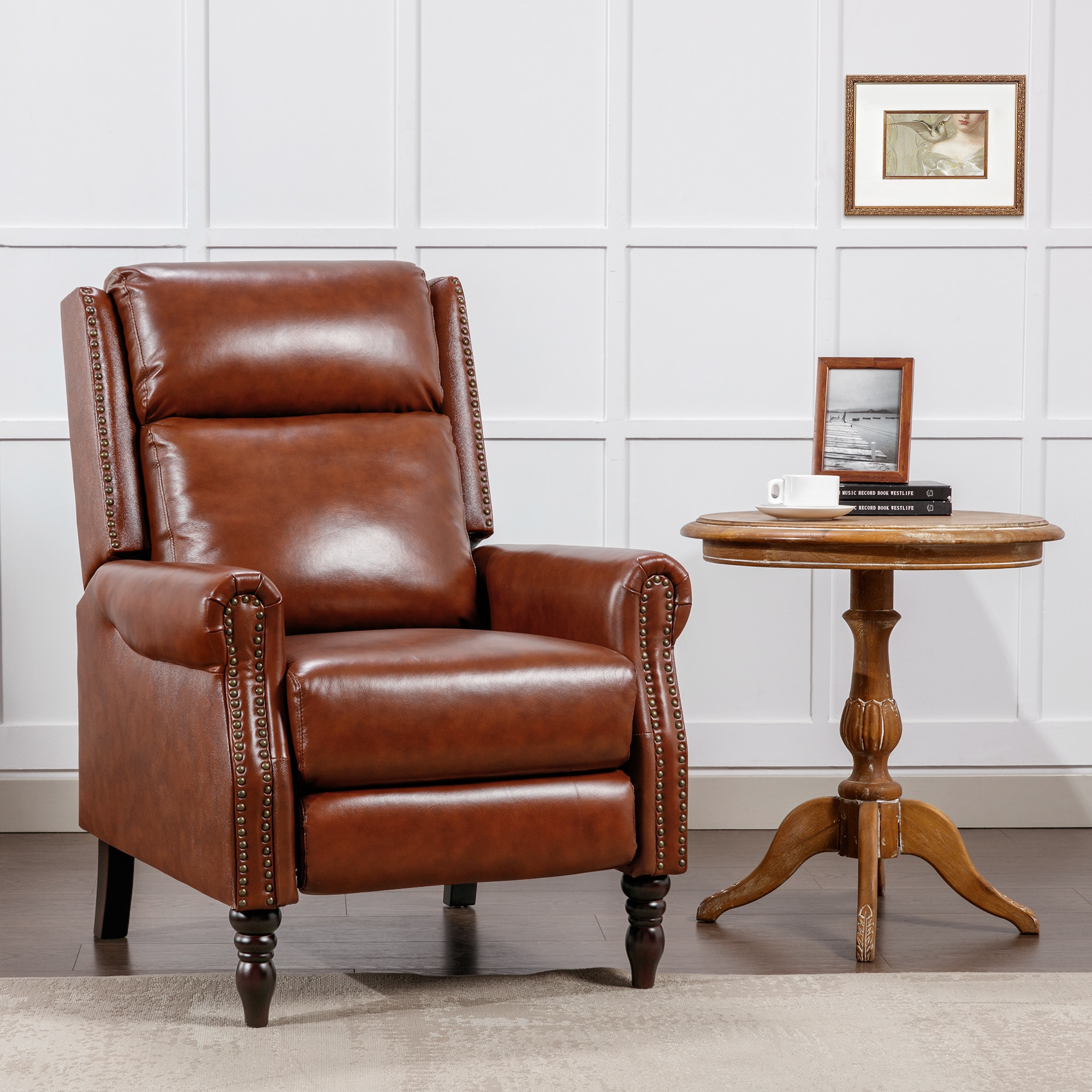 LUE BONA SN-014-02LS Red brown Leather Upholstered Recliner