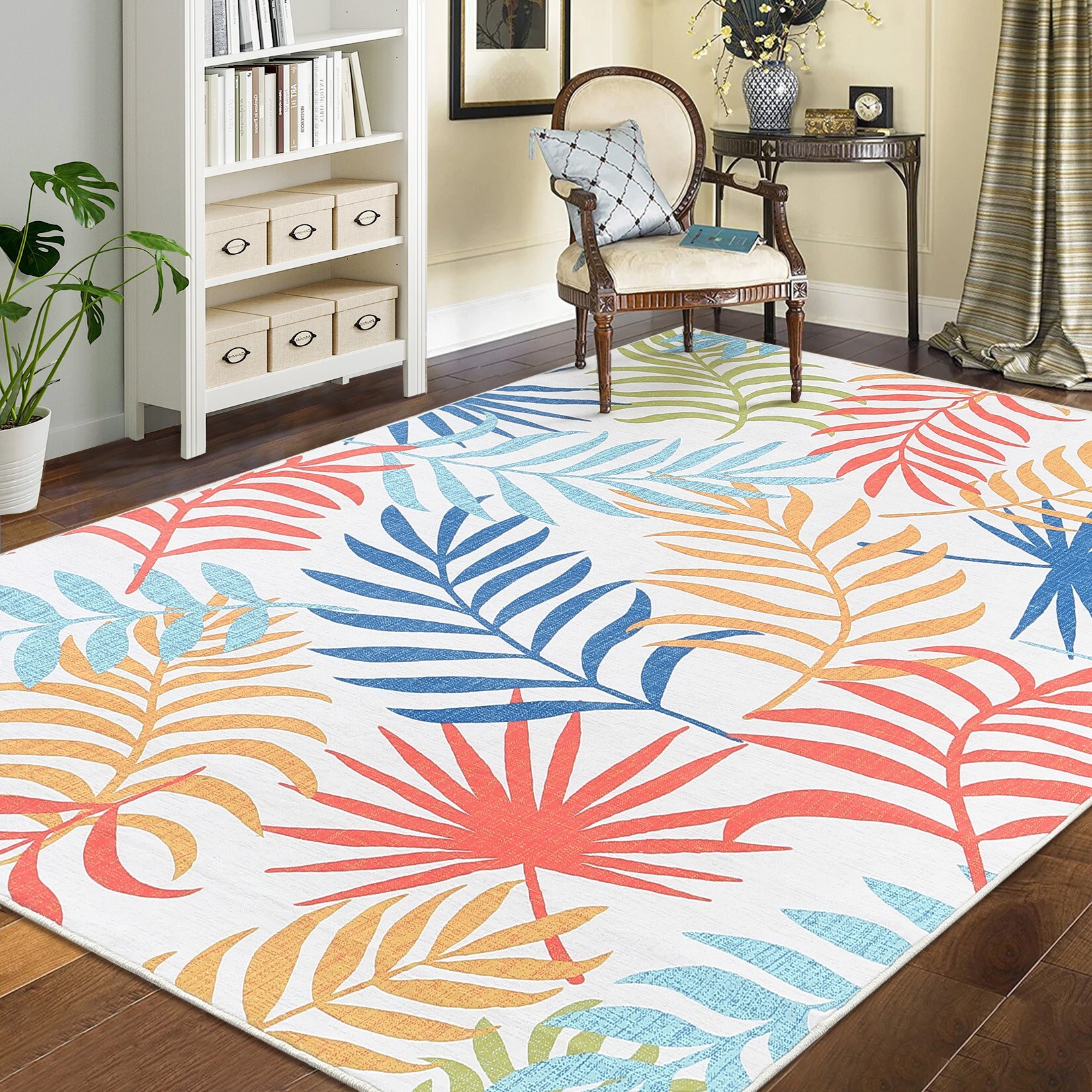 Garvee YXY-LO-PHO-156O22FN 5 x 7 (ft) Loomed Polyester Red/Orange Rectangular Indoor Floral/Botanical Vintage Machine washable Area rug