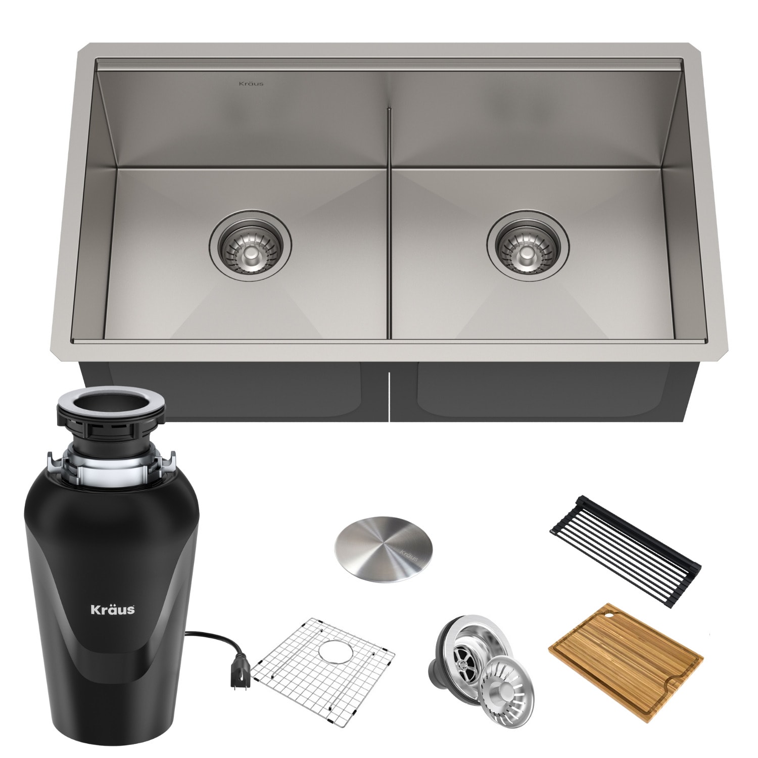 Kraus KWU112-33-100-75MB Kore Undermount 33-in x 19-in Stainless steel Double equal bowl 16 -Gauge Workstation Kitchen Sink