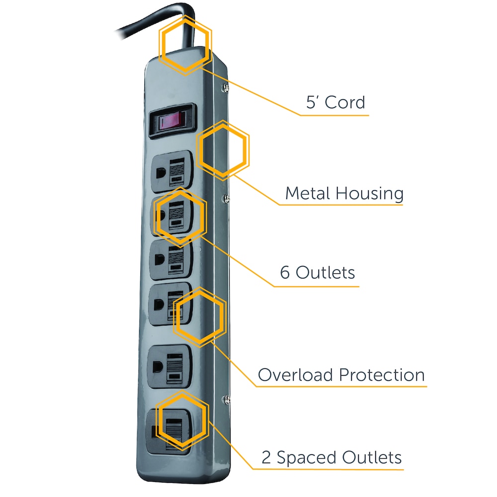 Woods 41715 Energy Saving Surge Protector Power Strip with 80 Range Remote  Control Outlets 1080J of Protection 5 Foot Cord, White