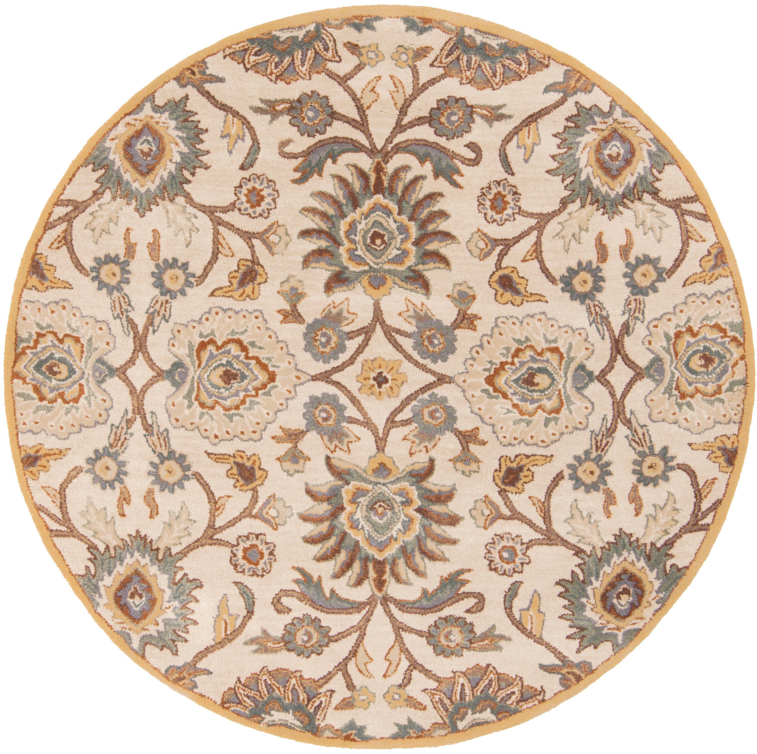 Livabliss CAE1012-6RD Caesar Wool Medium Gray Round Indoor Medallion Oriental Area Rug
