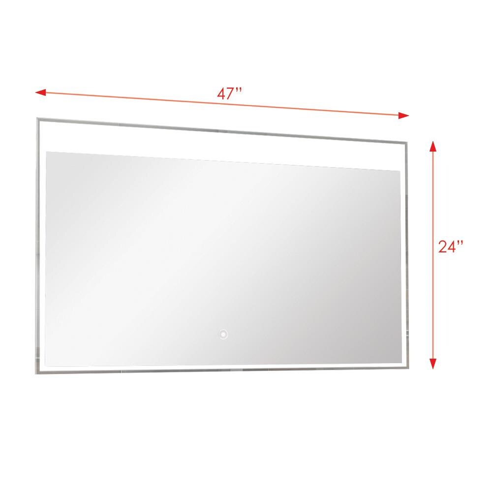 Transolid Taylor 47.24-in x 23.62-in Lighted Silver Frameless Bathroom ...