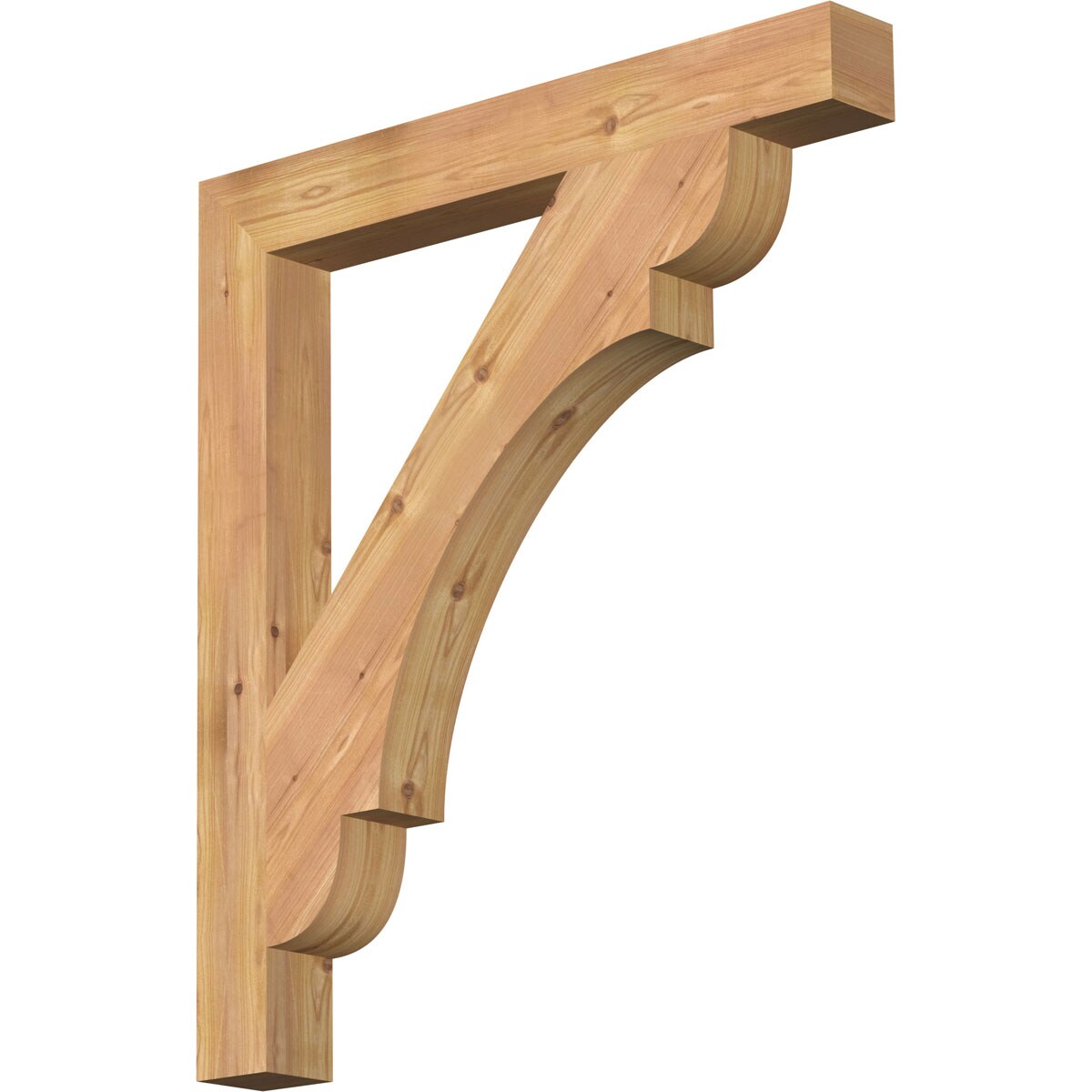 Ekena Millwork BKT04X30X34OLY05SWR Olympic block smooth 3-1/2-in x 30-in x 34-in Western red cedar Brown Wood Standard bracket
