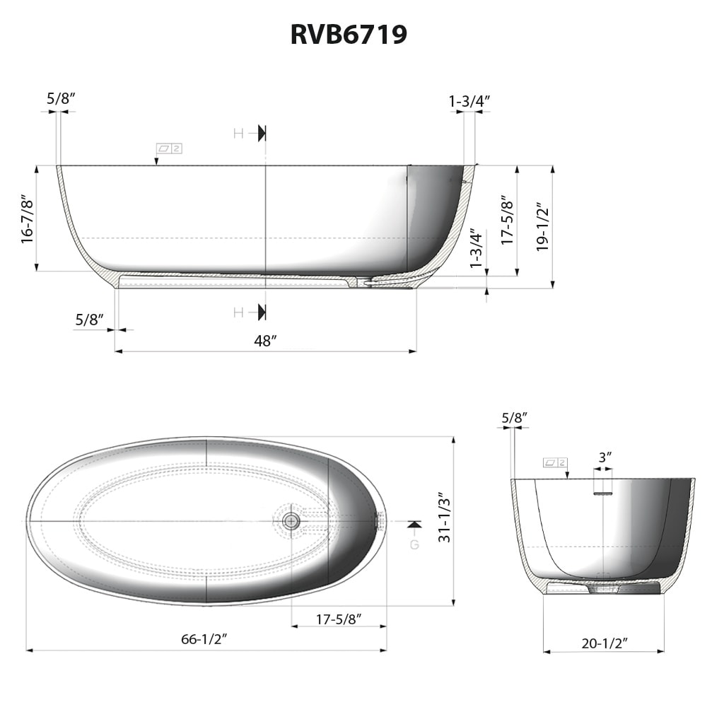 Ruvati RVB6719WH bathtubs - View #7