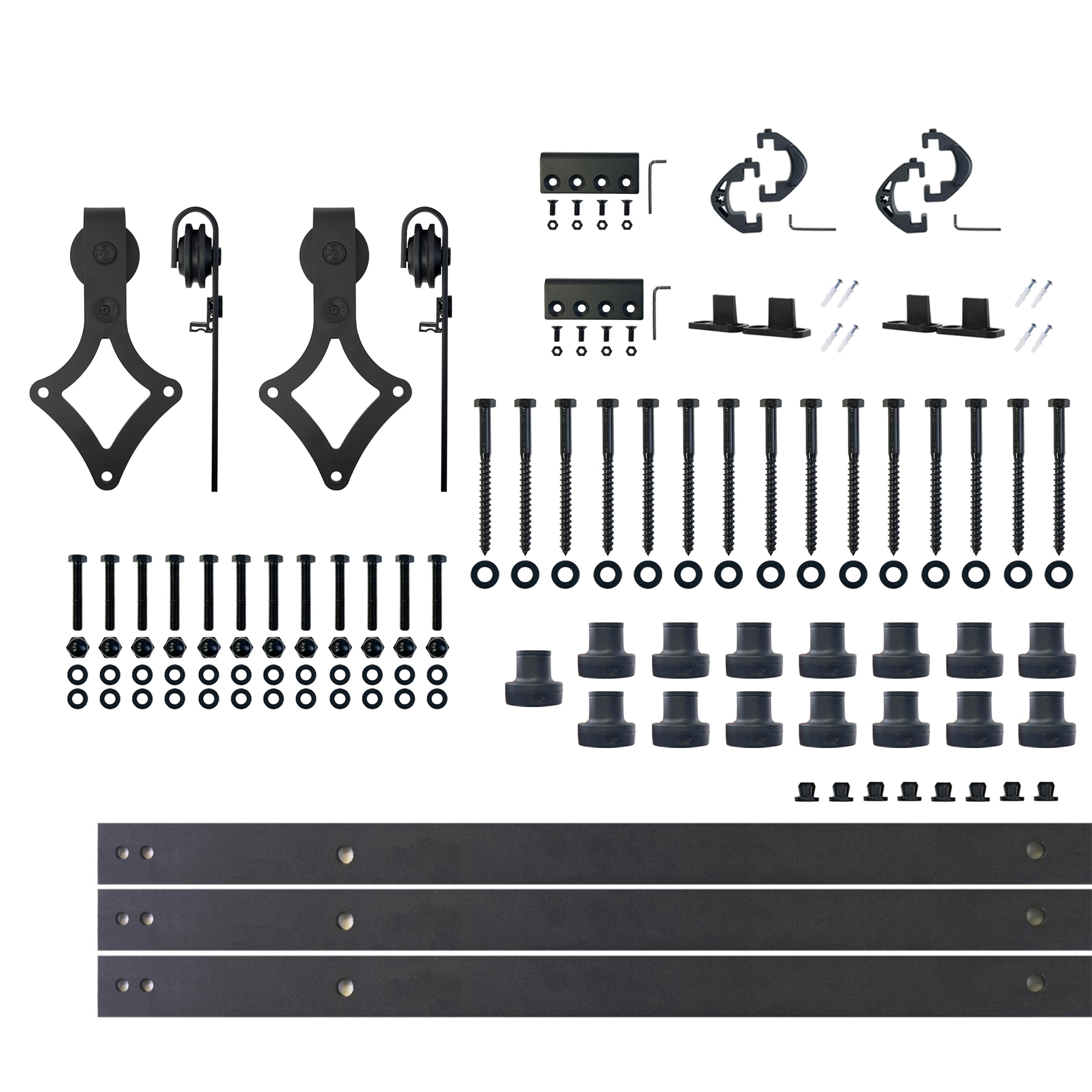 HOMACER LX2TGH240C 240-in Rustic black Black Indoor Diamond Double Barn door hardware kit