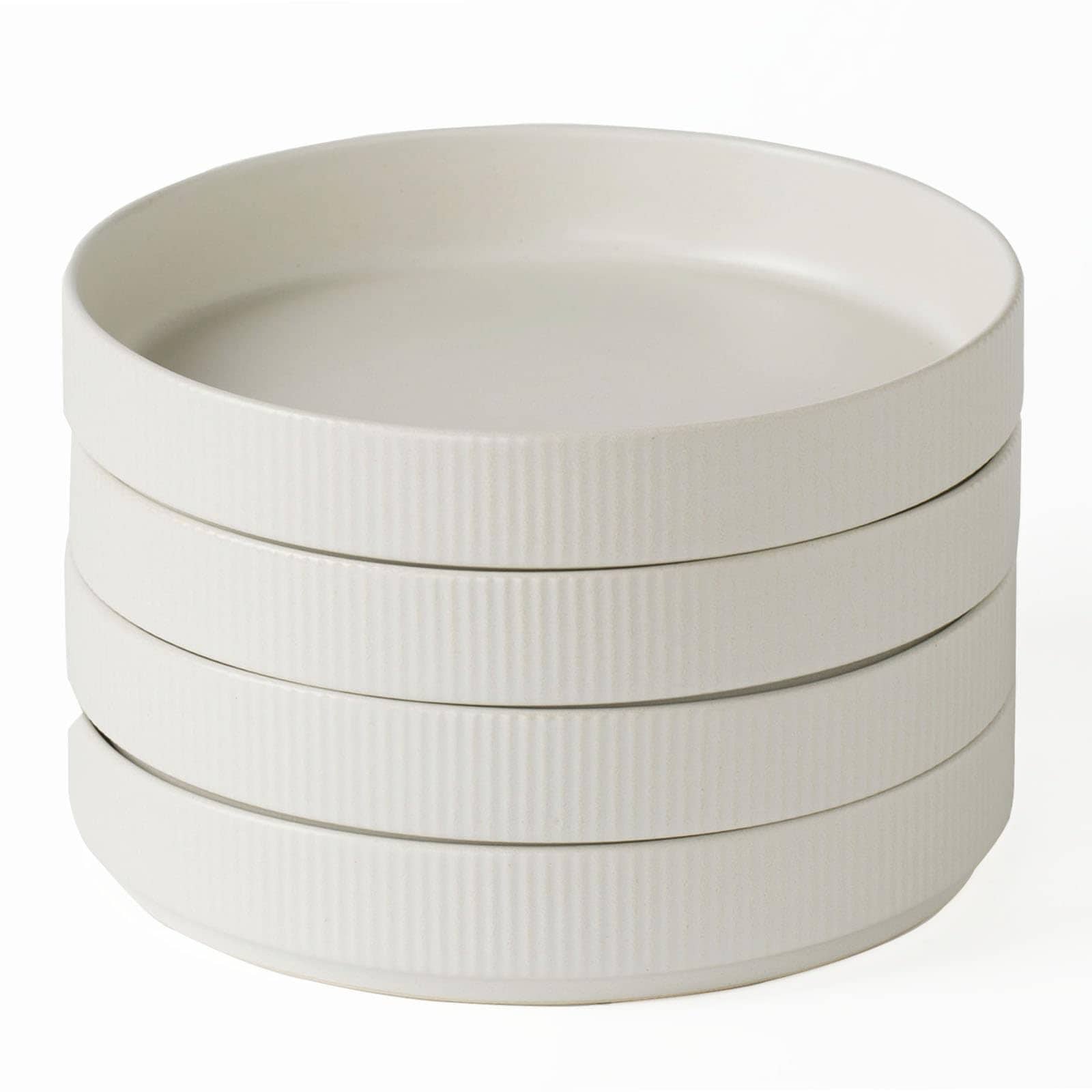Aoibox  Set of 4 7 5 Inch Diameter Stoneware Pasta and Salad Bowls with Double Reactive Glaze Matte White