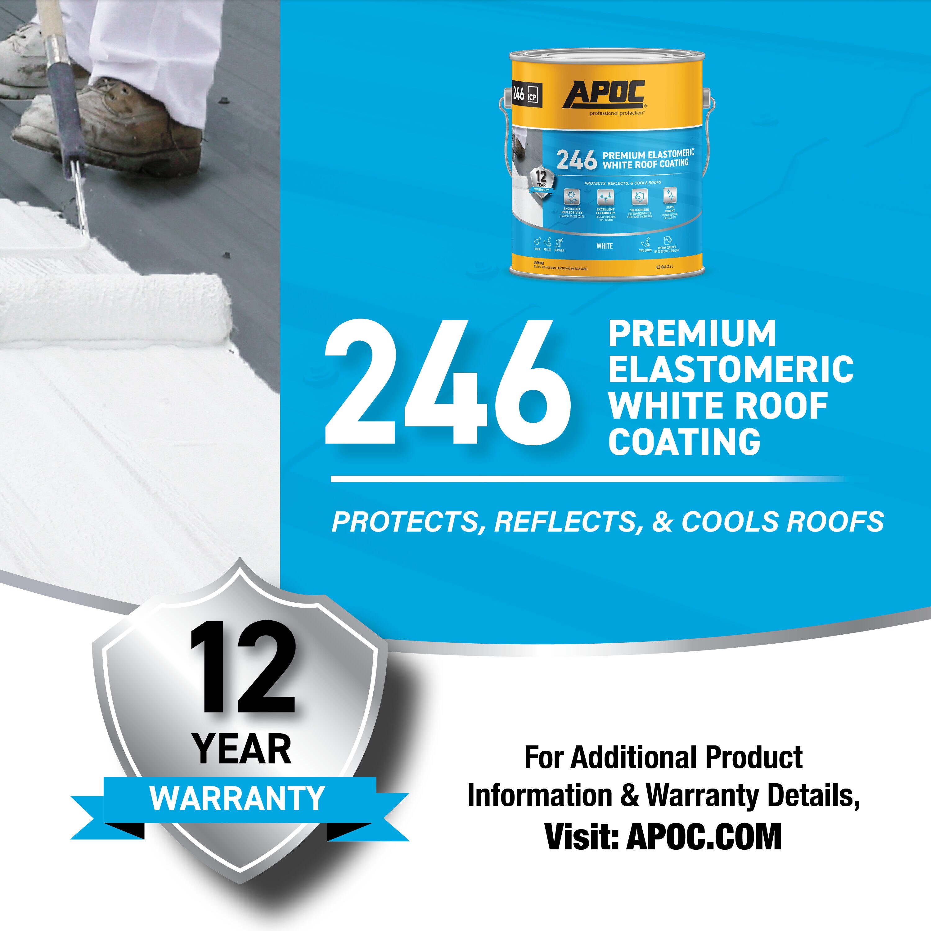 APOC 246 0.9-Gallon White Elastomeric Reflective Roof Coating (12-year ...