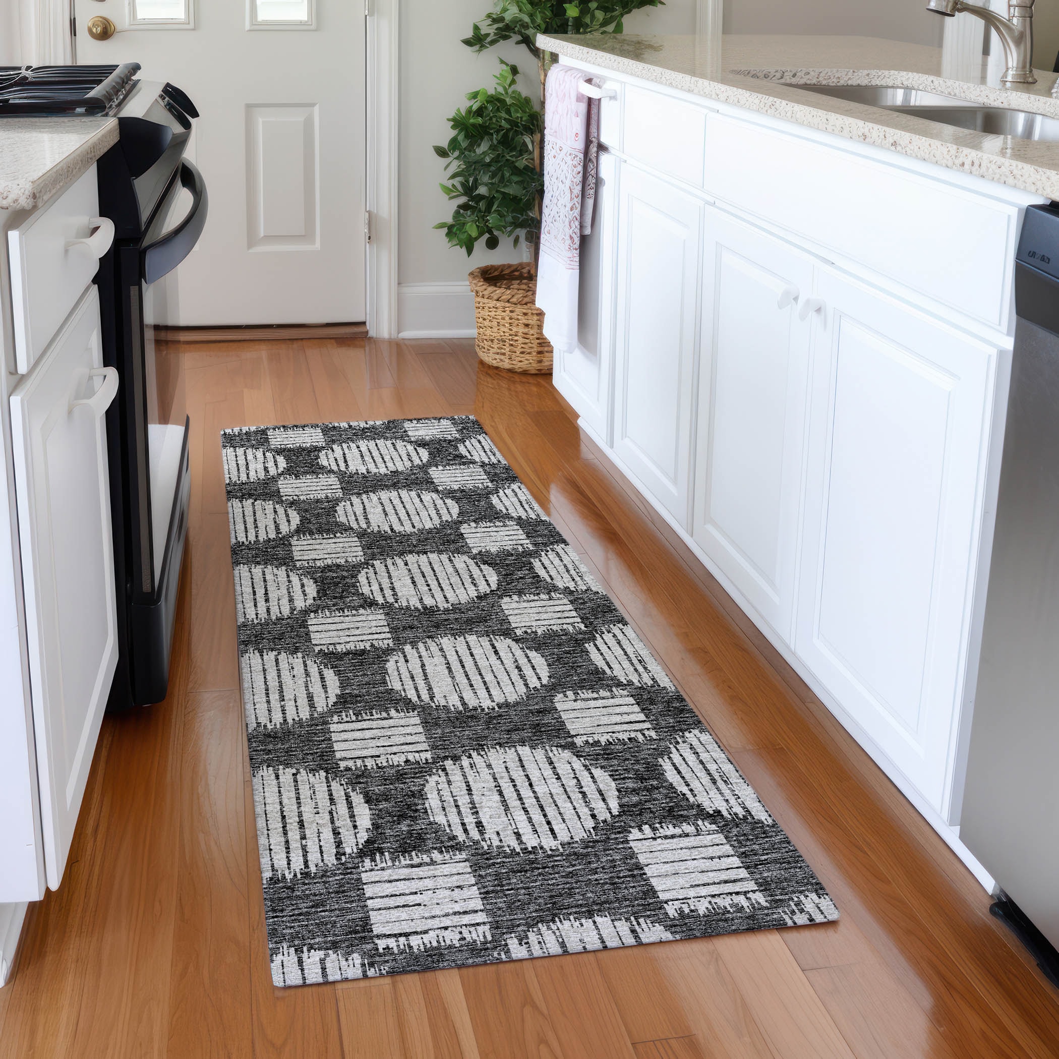 Addison Rugs AMF119GR2X8 Mayfield AMF119GR 2 x 7 (ft) Loomed Polyester Gray Rectangular Indoor Geometric Machine washable Area rug