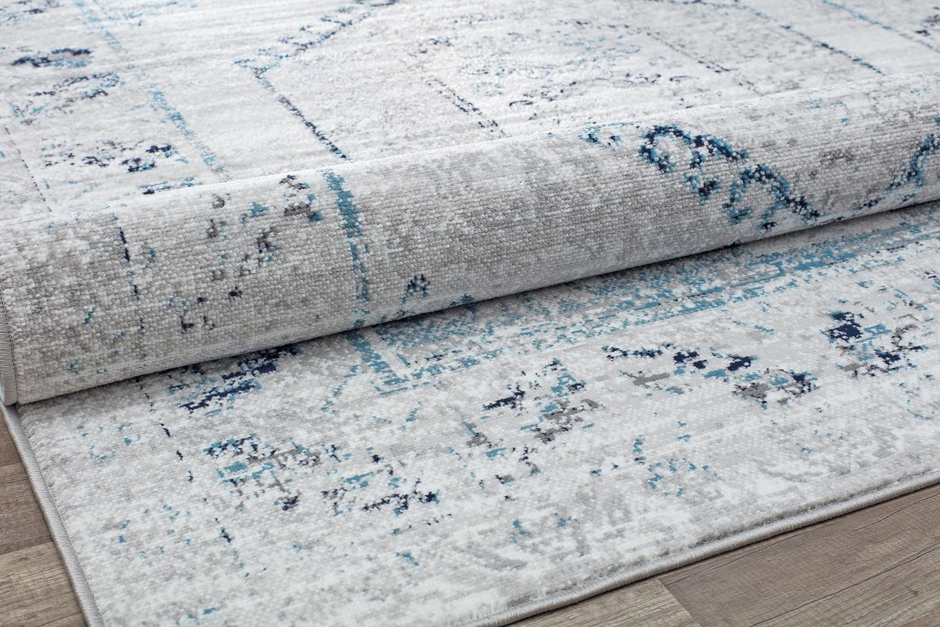Misty Smoke Rectangular Synthetic Stain-Resistant Area Rug