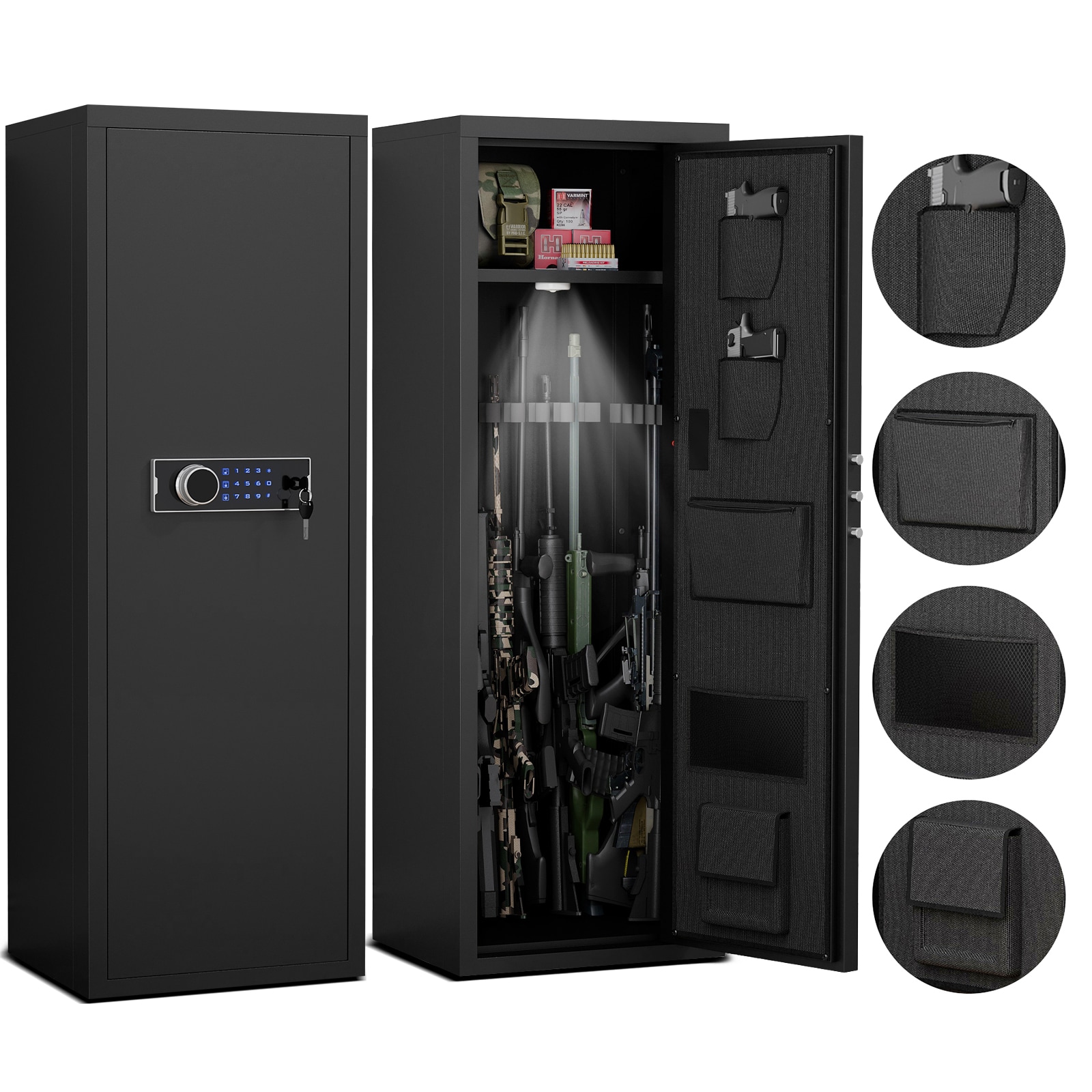 Dexmalle W1779P163502 Black Gun Cabinet with Electronic Password Keypad Lock