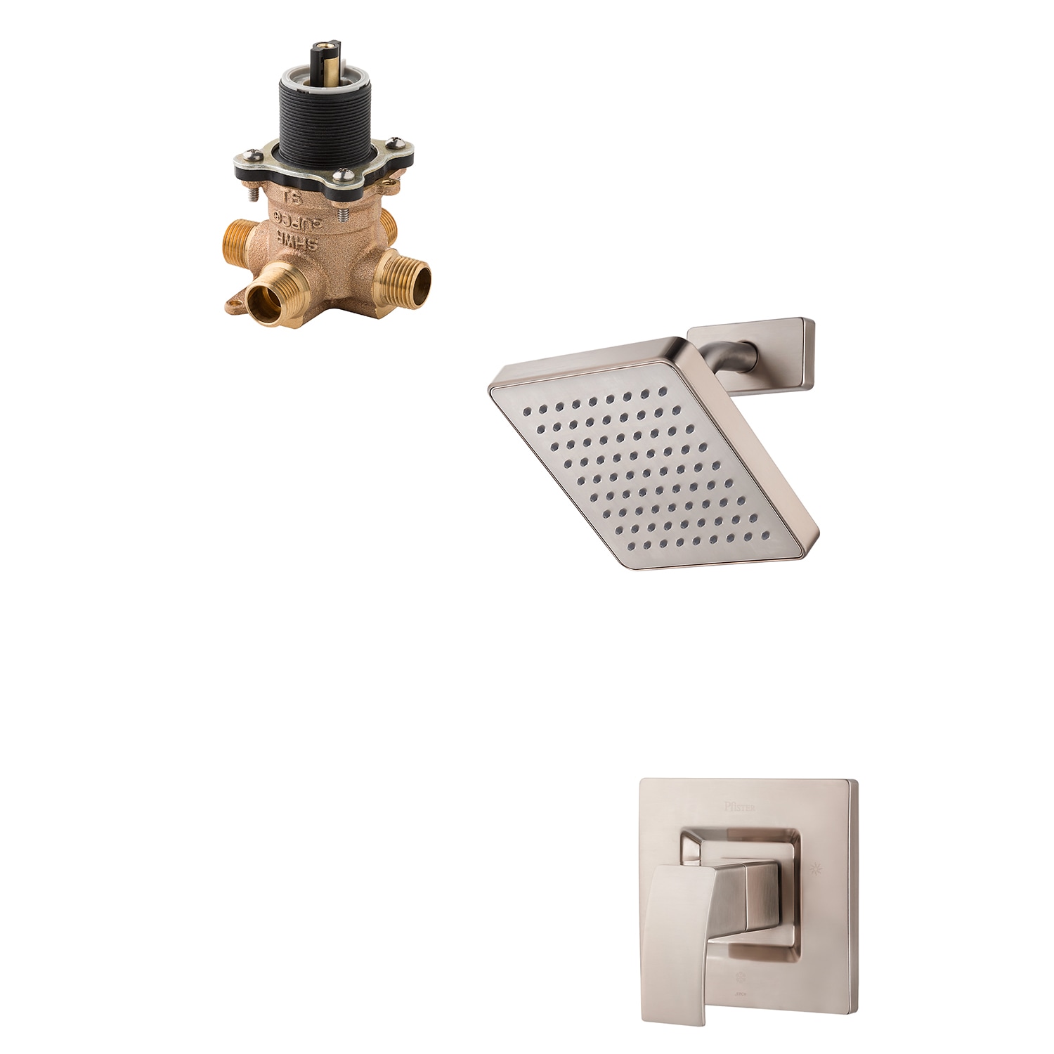 Pfister LG89-7DFK-0X8-310A-L Kenzo Brushed Nickel 1-handle Single function 7.0-Inches Square Shower Faucet with Valve