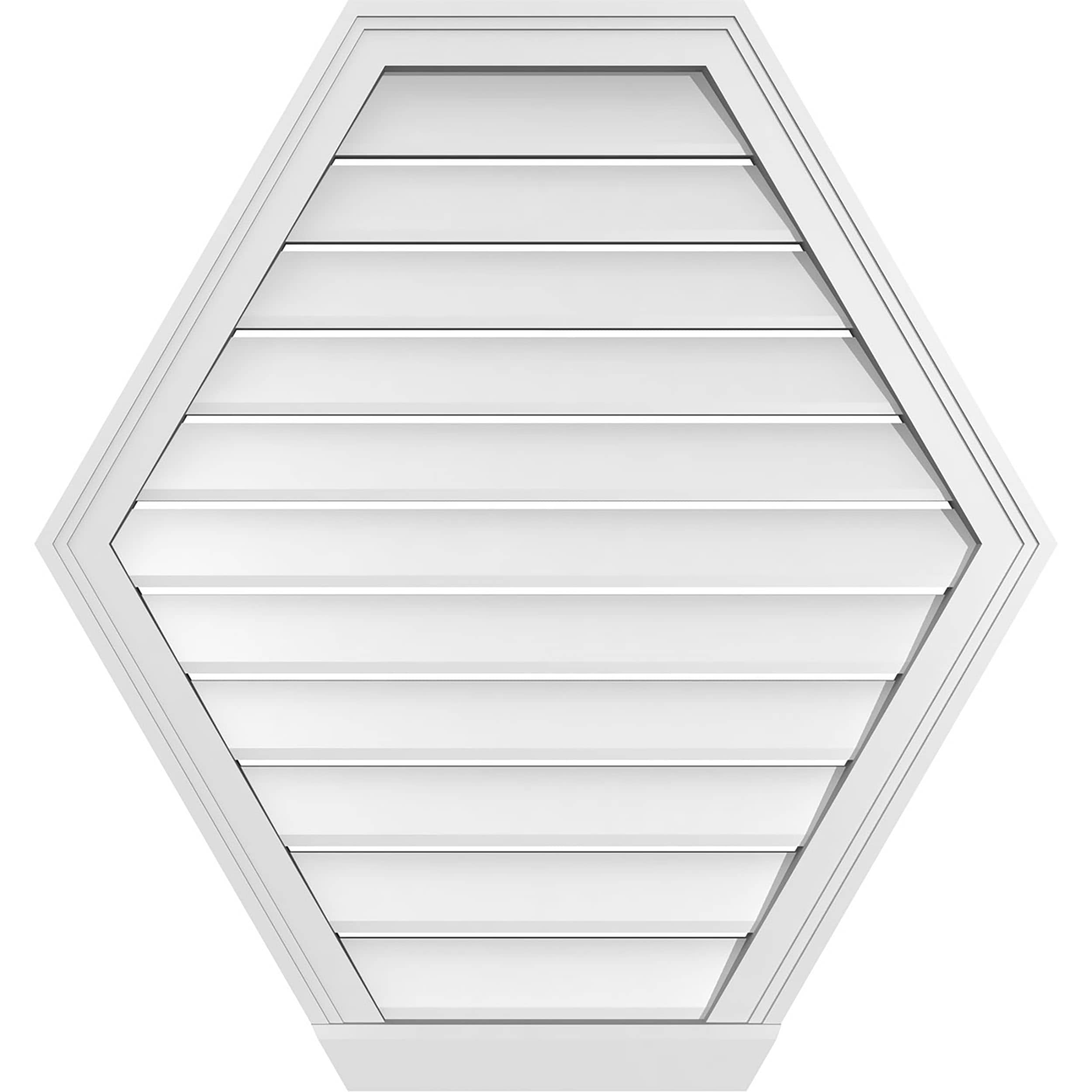 Ekena Millwork GVPHP32X3403SF 32-Inches x 34-Inches Off-white Peaked PVC Gable Louver Vent