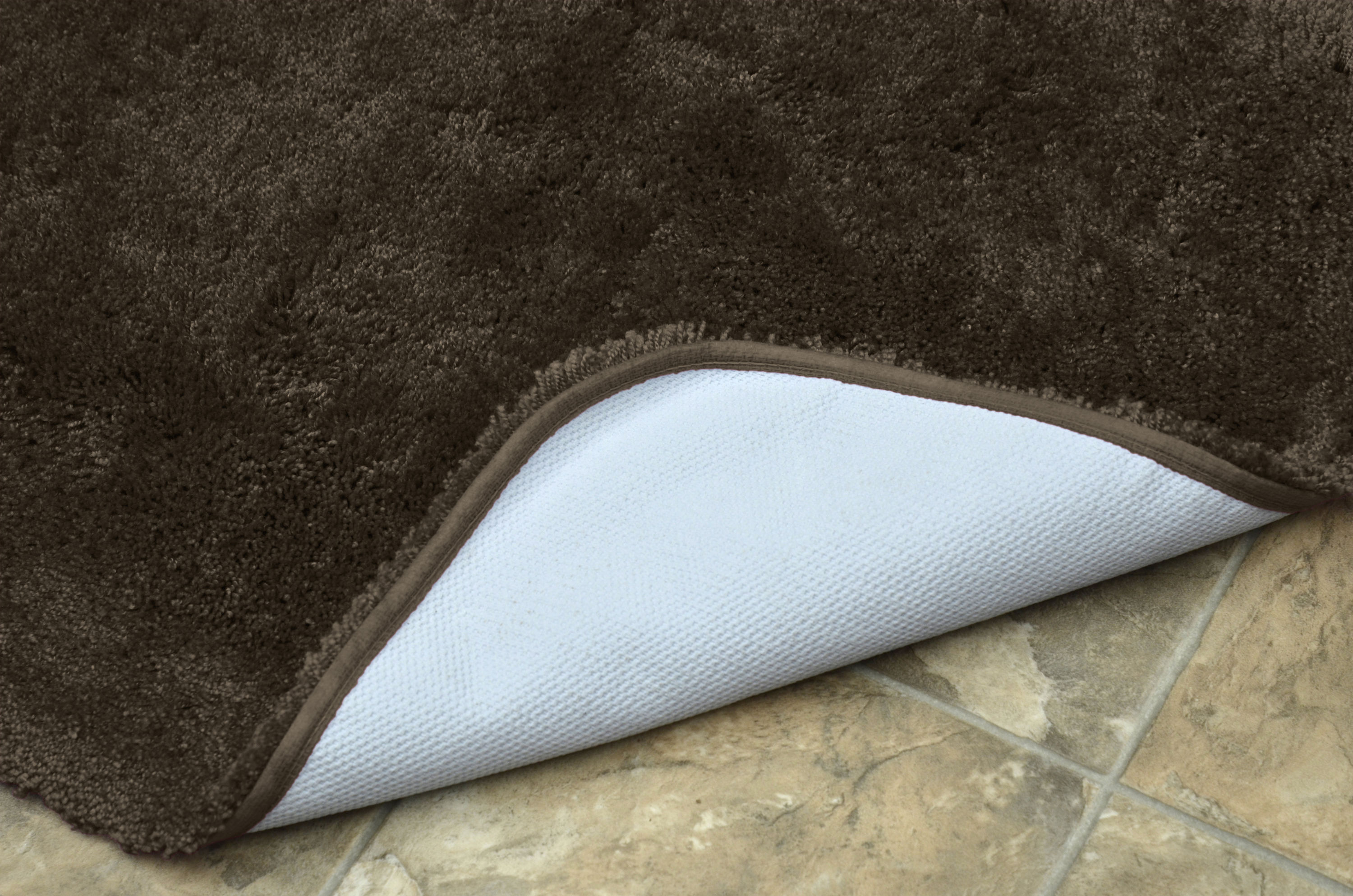 Garland finest luxury 21 in x 34 in chocolate nylon bath mat set in the