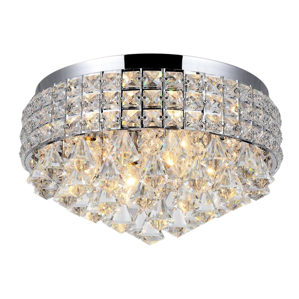 Oukaning HG-BKFYL-5152 4-Light Polished Stainless Steel Led, Flush Mount Light